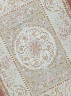Tappeto tradizionale francese del XVII secolo a trama piatta in stile Aubusson