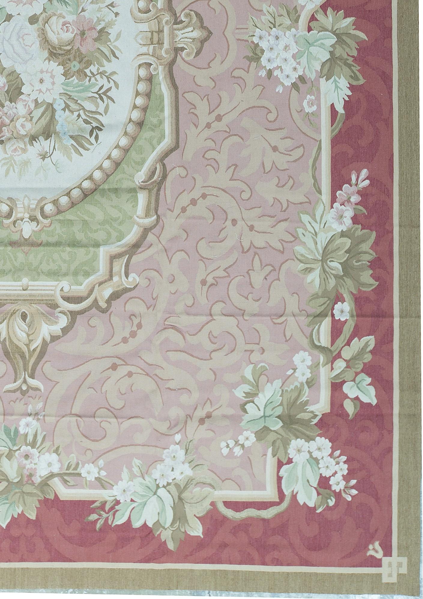 Chinois Tapis traditionnel français du 17ème siècle de style Aubusson à tissage plat en vente