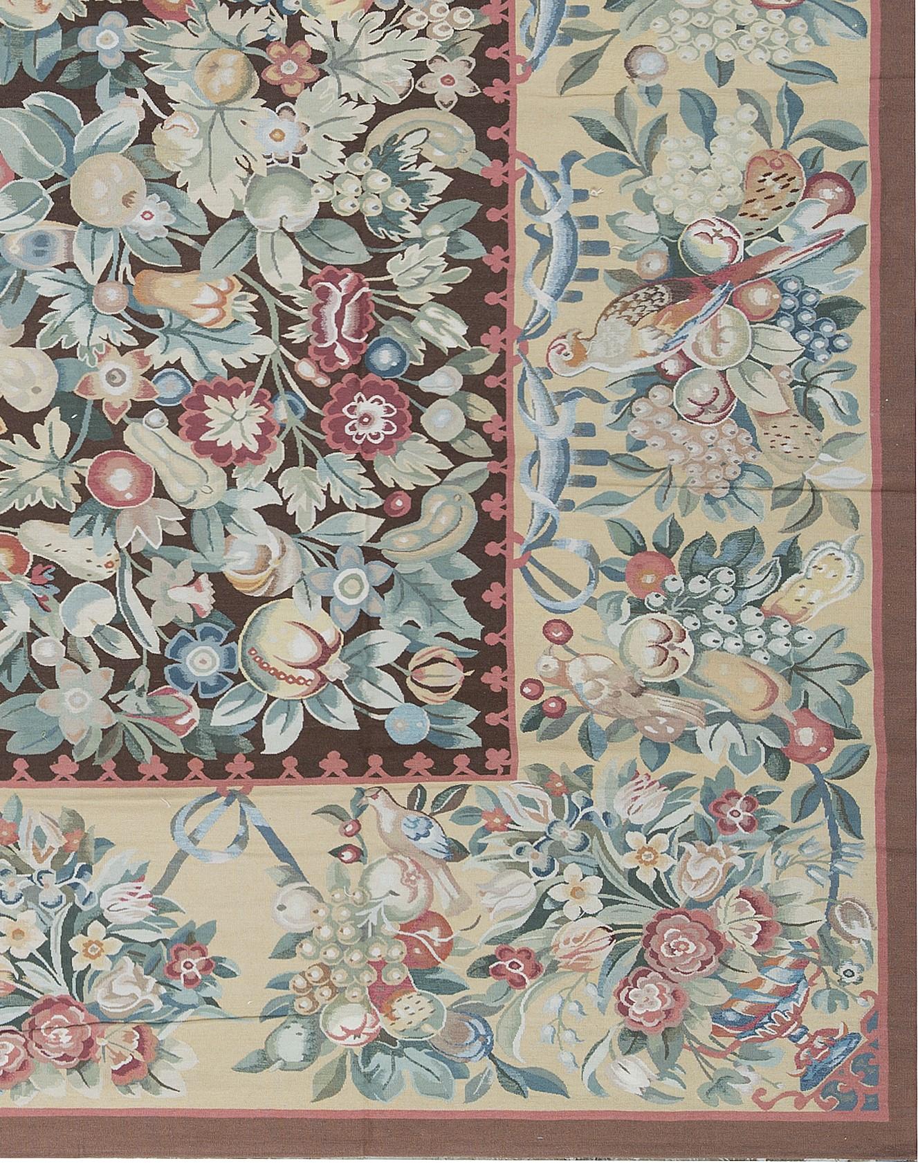 Chinese Traditional French Aubusson Style Flat-Weave Rug For Sale