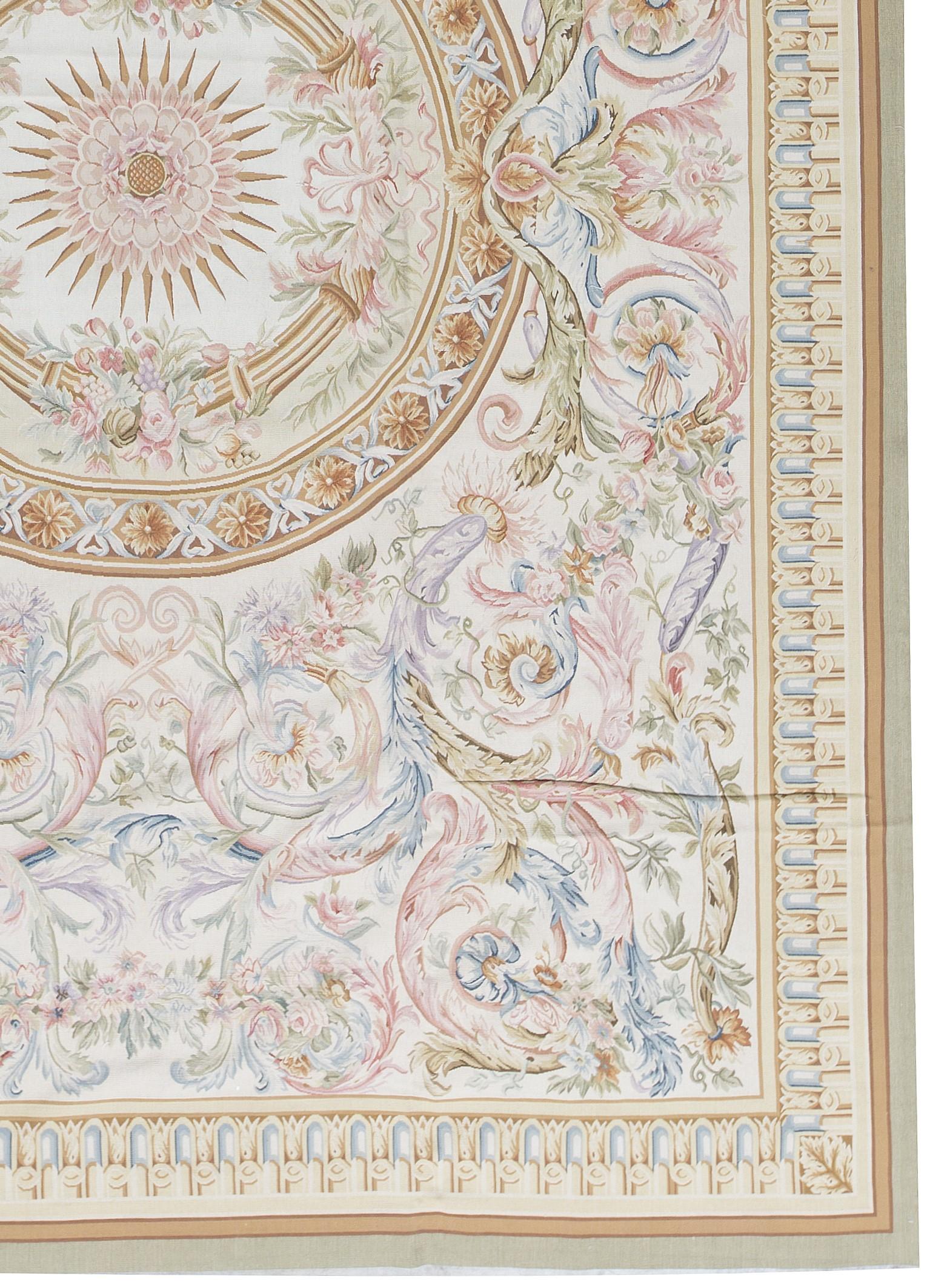 Chinois Tapis traditionnel français du 17ème siècle de style Aubusson à tissage plat en vente