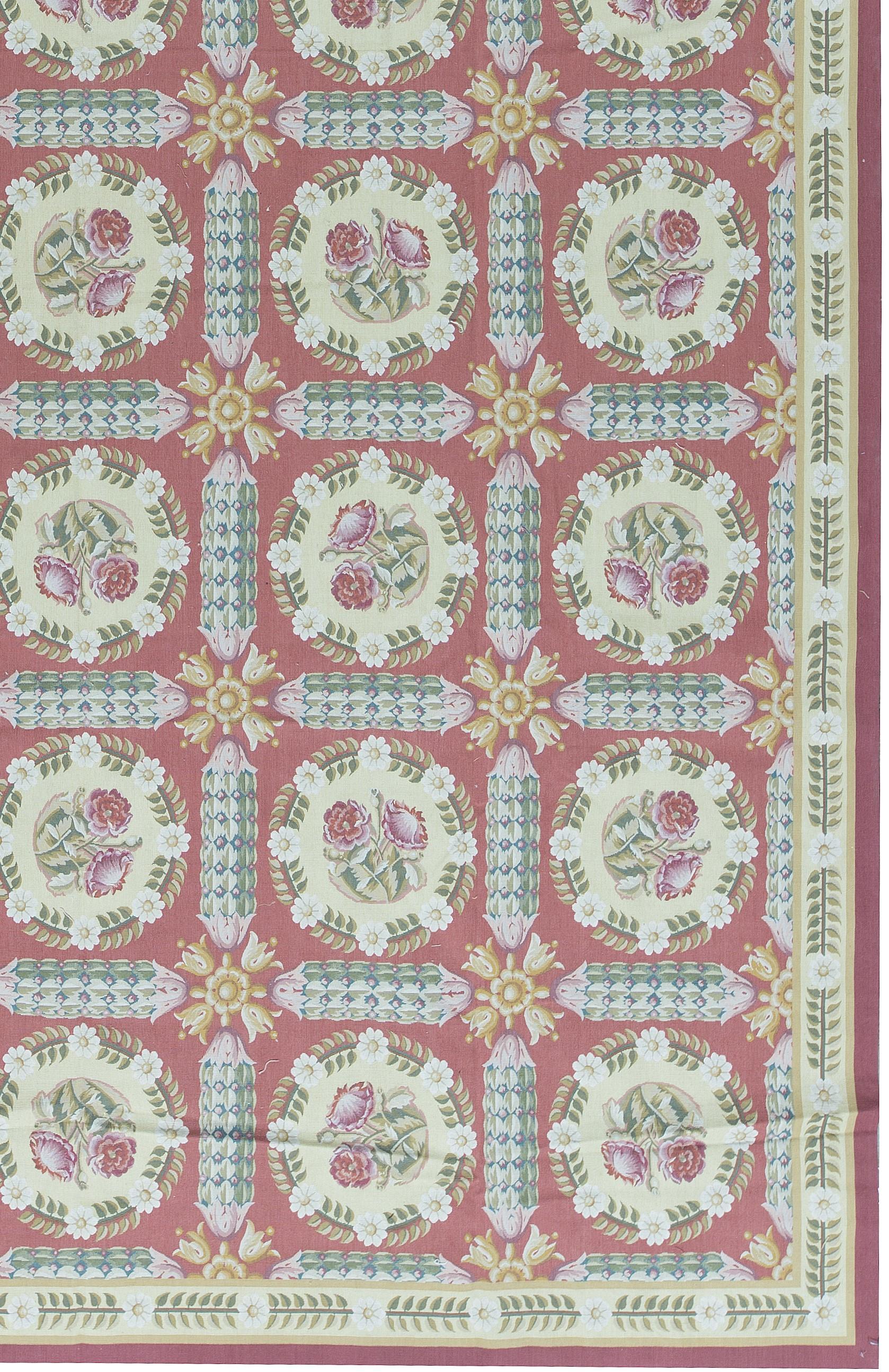 Chinese 17th Century Traditional French Aubusson Style Flat-Weave Rug For Sale