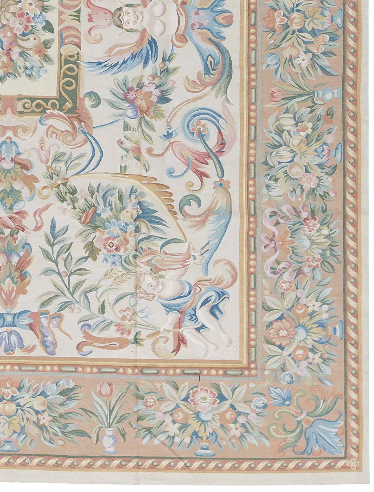 Cinese Tappeto tradizionale francese del XVII secolo a trama piatta in stile Aubusson in vendita