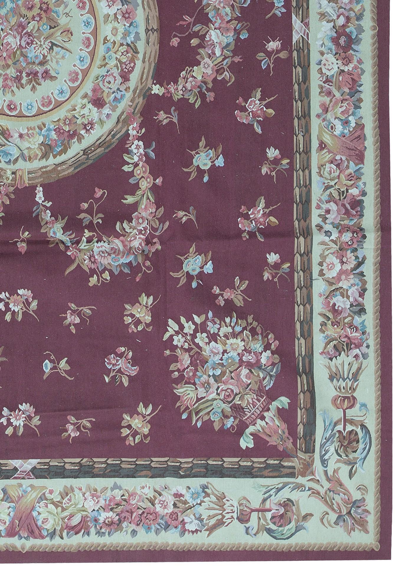 Chinois Tapis traditionnel français du 17ème siècle de style Aubusson à tissage plat en vente