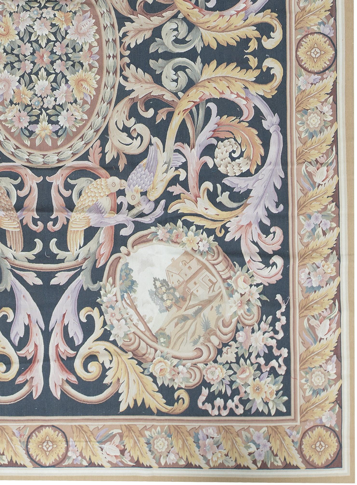 Chinese 17th Century Traditional French Aubusson Style Flat-Weave Rug For Sale