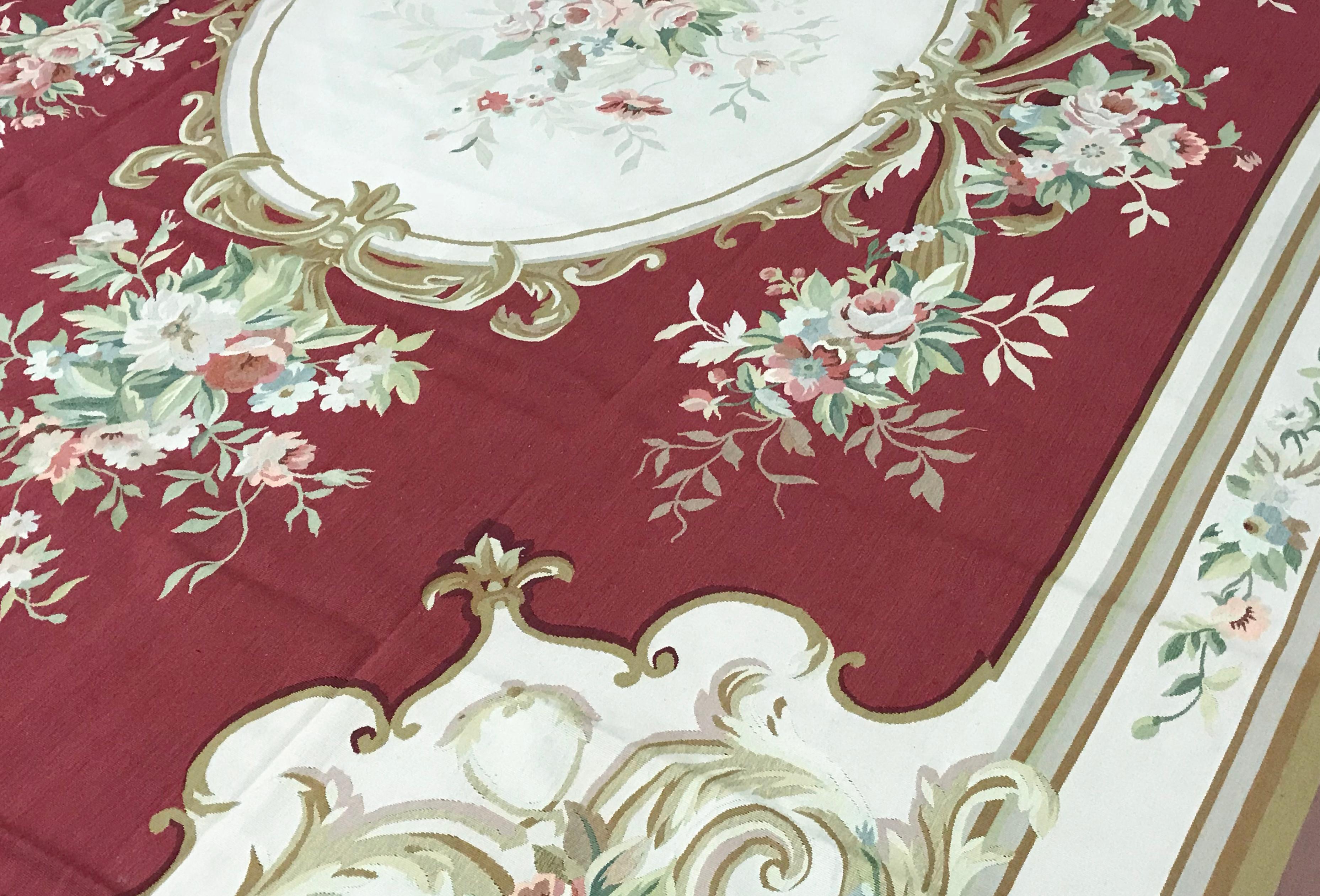 Tissé à la main Tapis traditionnel français du 17ème siècle de style Aubusson à tissage plat en vente