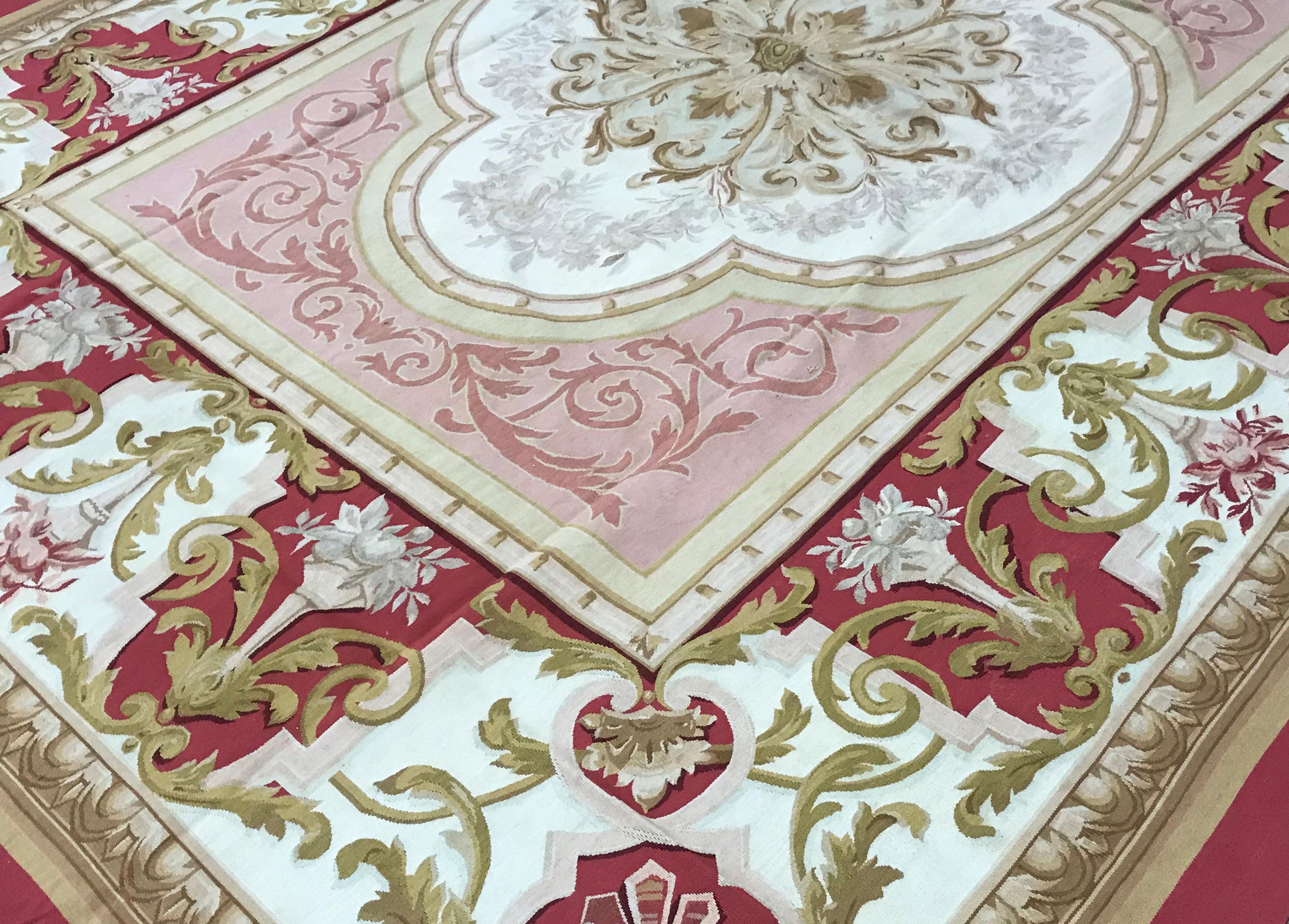 Tessuto a mano Tappeto tradizionale francese del XVII secolo a trama piatta in stile Aubusson in vendita