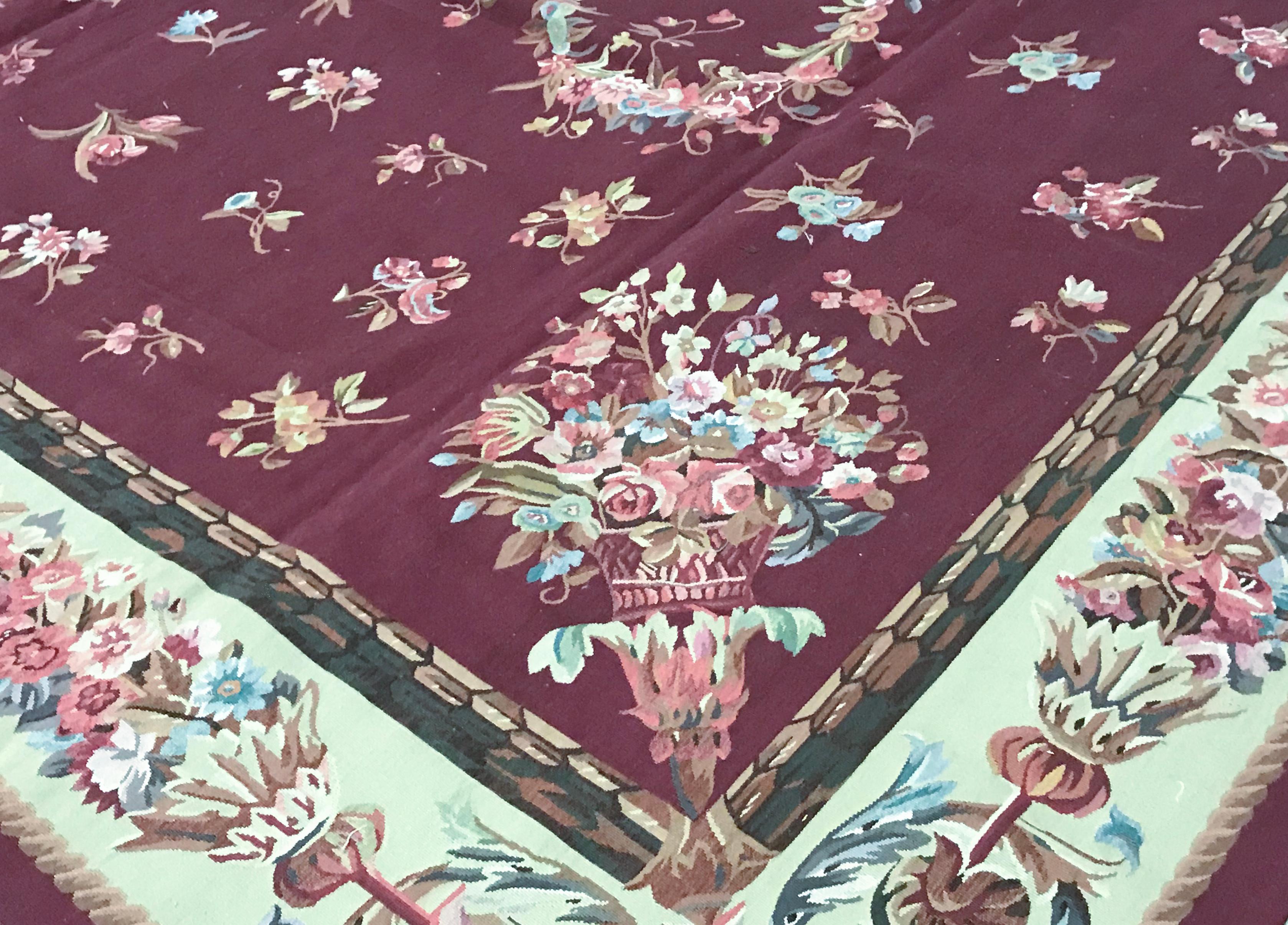 Tissé à la main Tapis traditionnel français du 17ème siècle de style Aubusson à tissage plat en vente