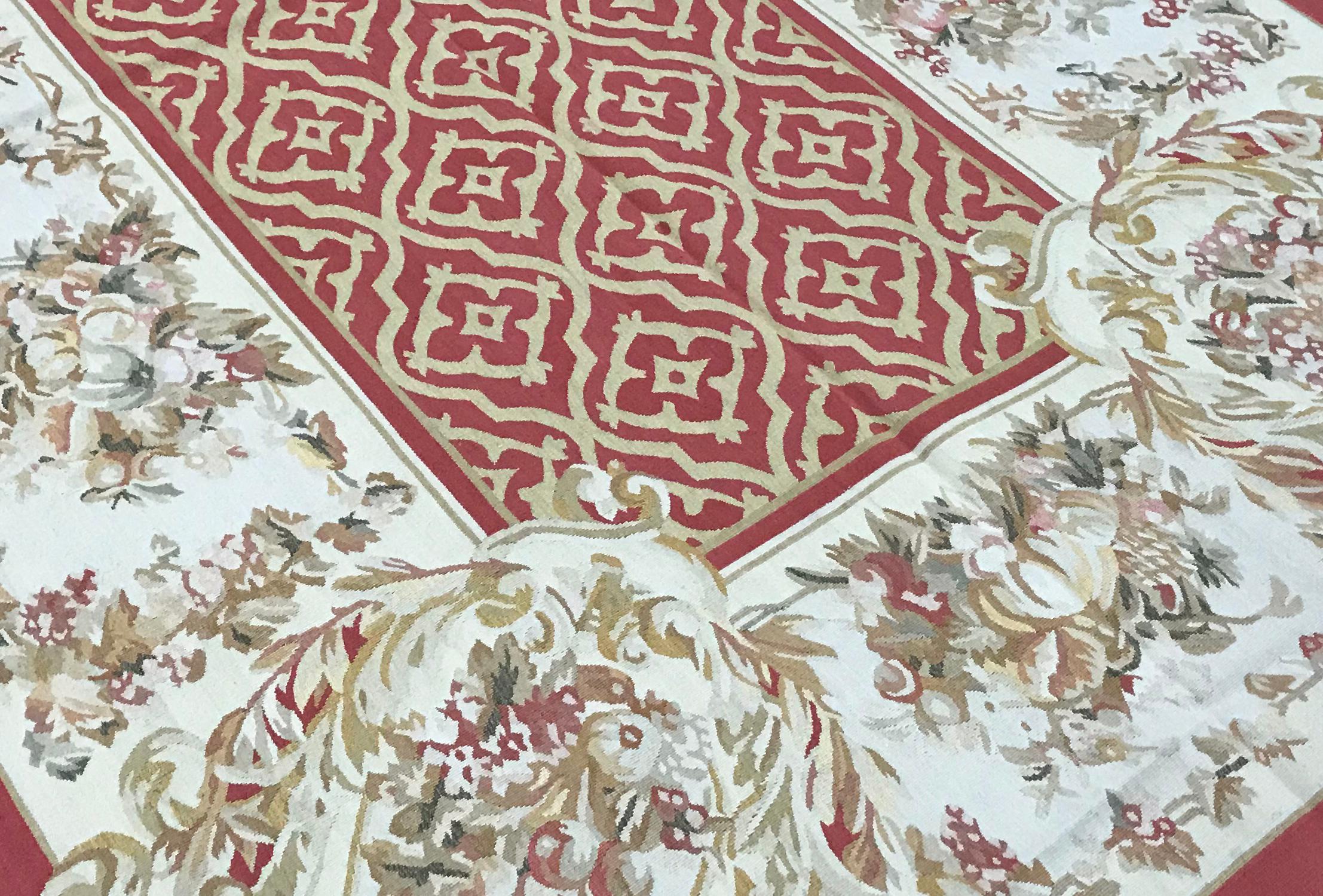 Tissé à la main Tapis traditionnel français du 17ème siècle de style Aubusson à tissage plat en vente