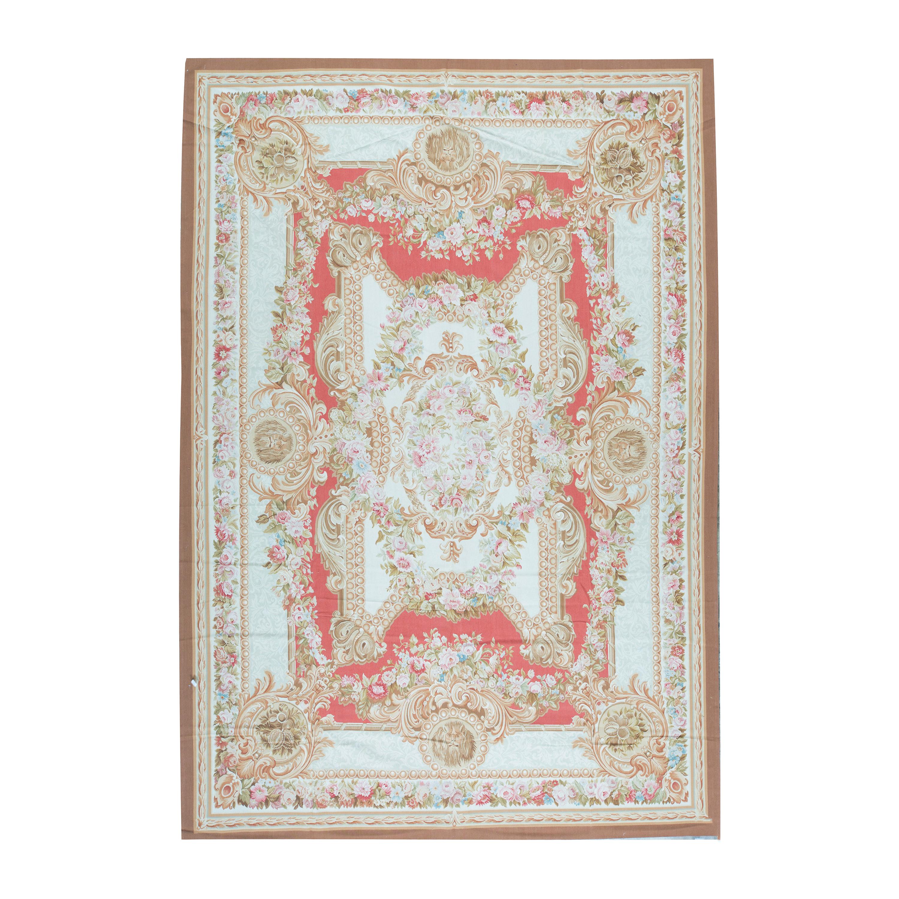 17th Century Traditional French Aubusson Style Flat-Weave Rug