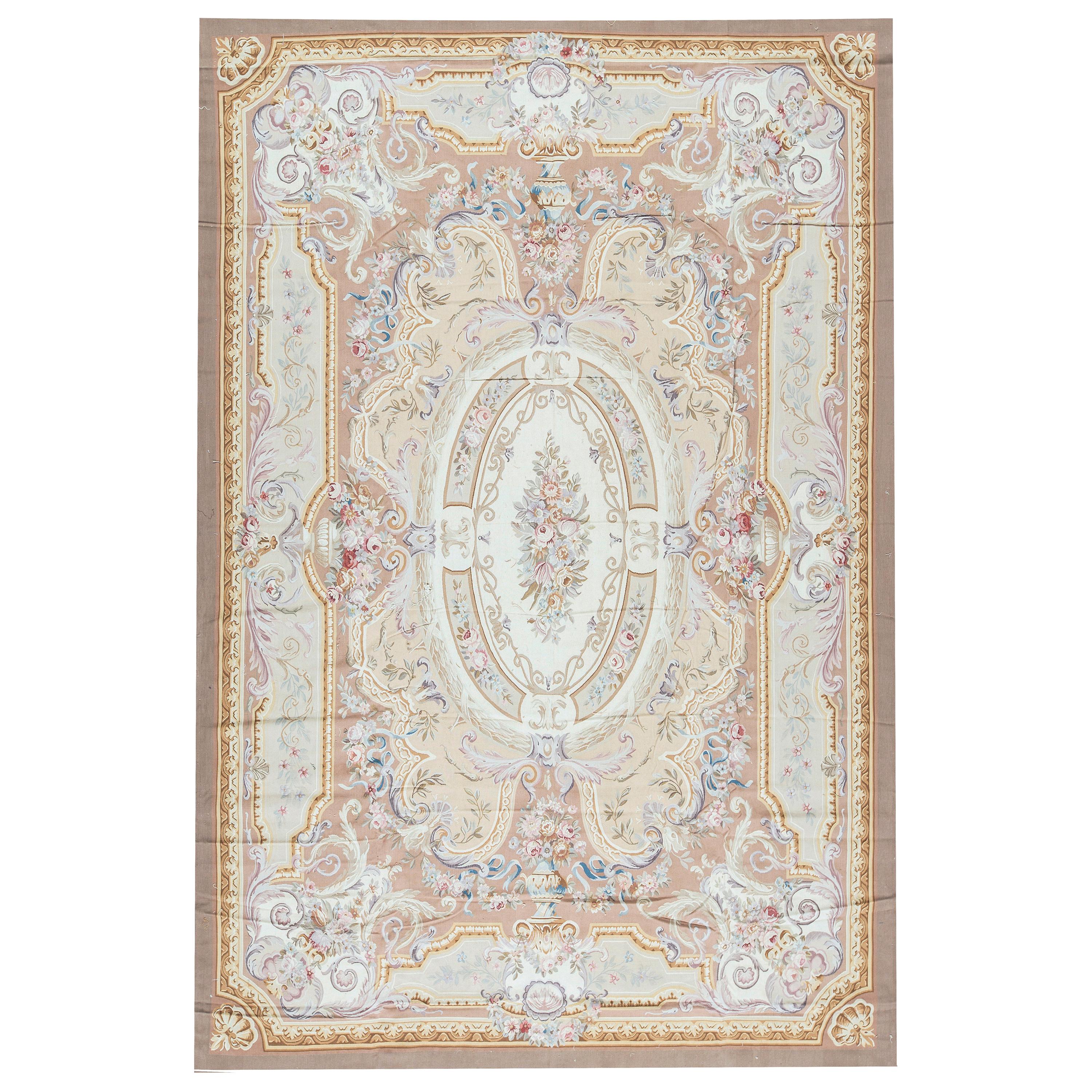 17th Century Traditional French Aubusson Style Flat-Weave Rug