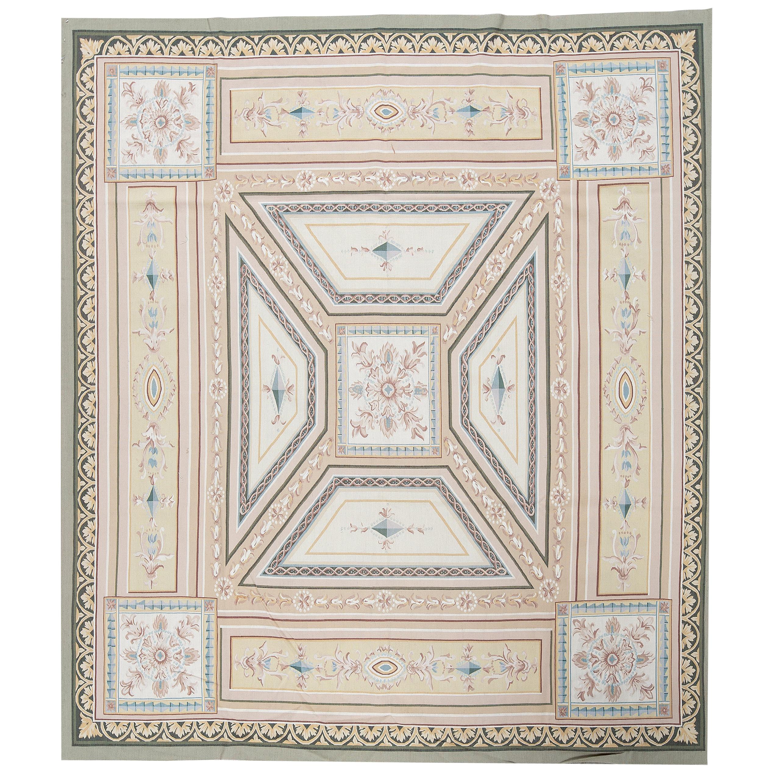 17th Century Traditional French Aubusson Style Flat-Weave Rug For Sale