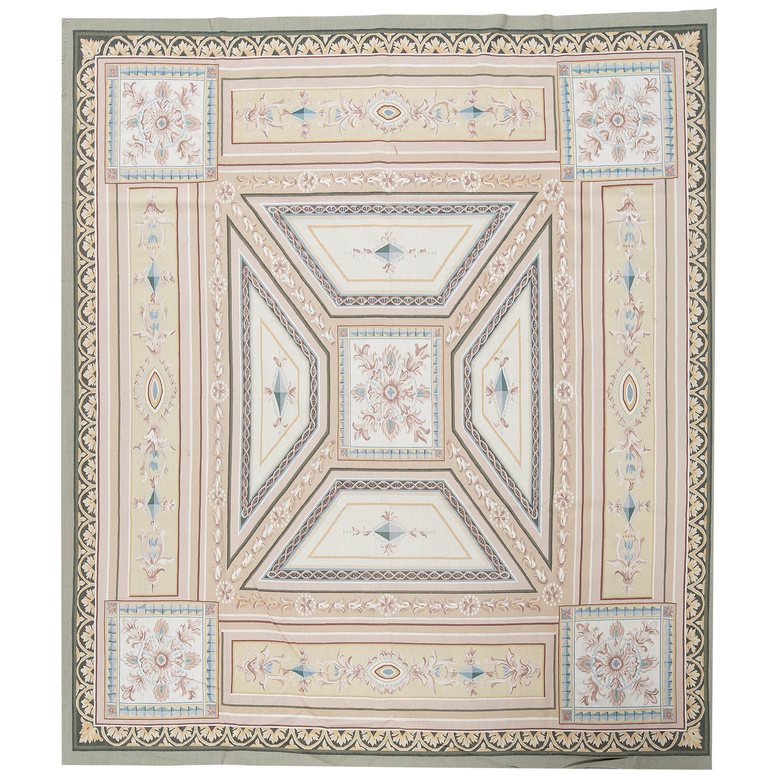 17th Century Traditional French Aubusson Style Flat-Weave Rug