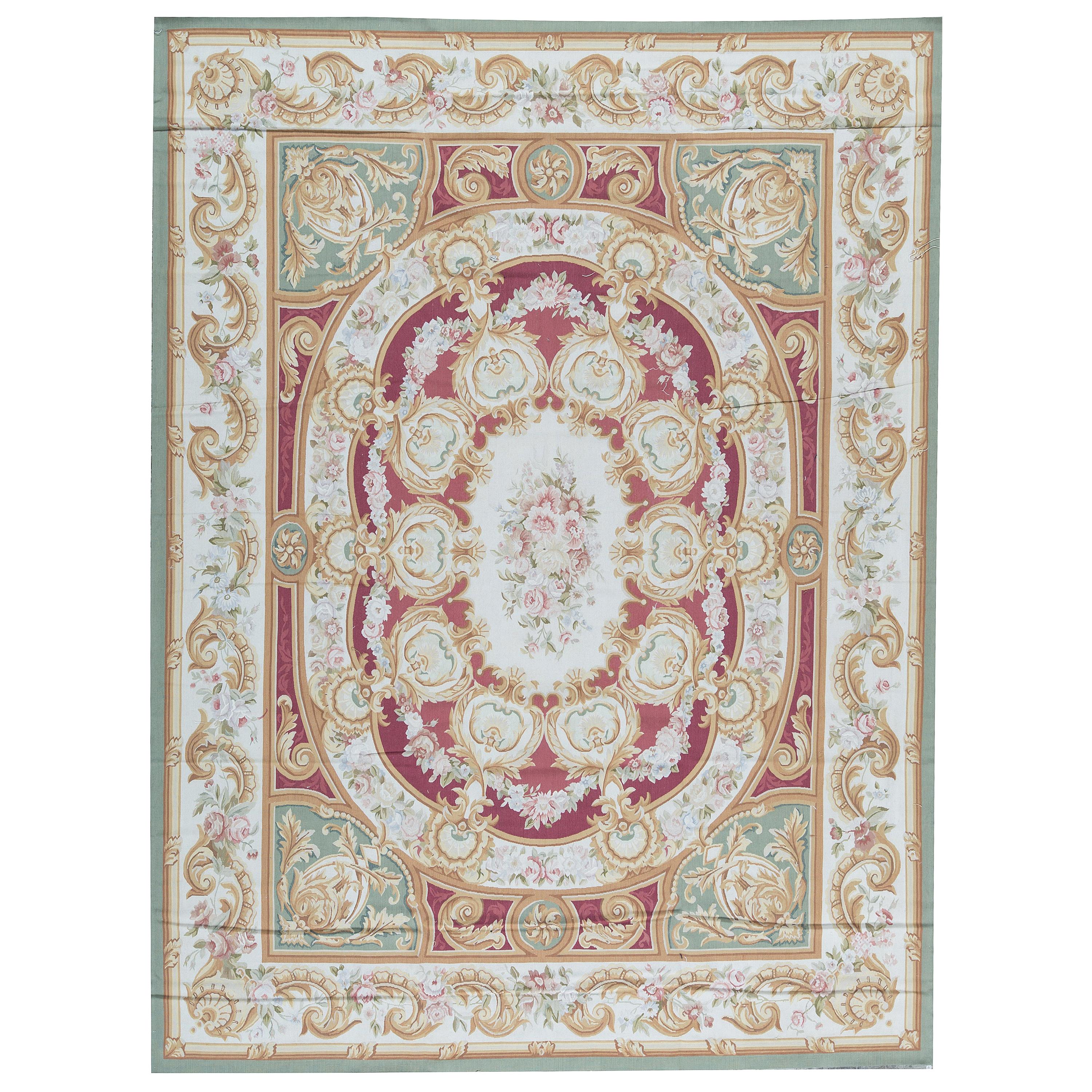 17th Century Traditional French Aubusson Style Flat-Weave Rug