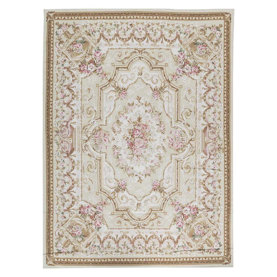 Vintage French Aubusson Rug with Romantic Rococo Style For Sale at ...