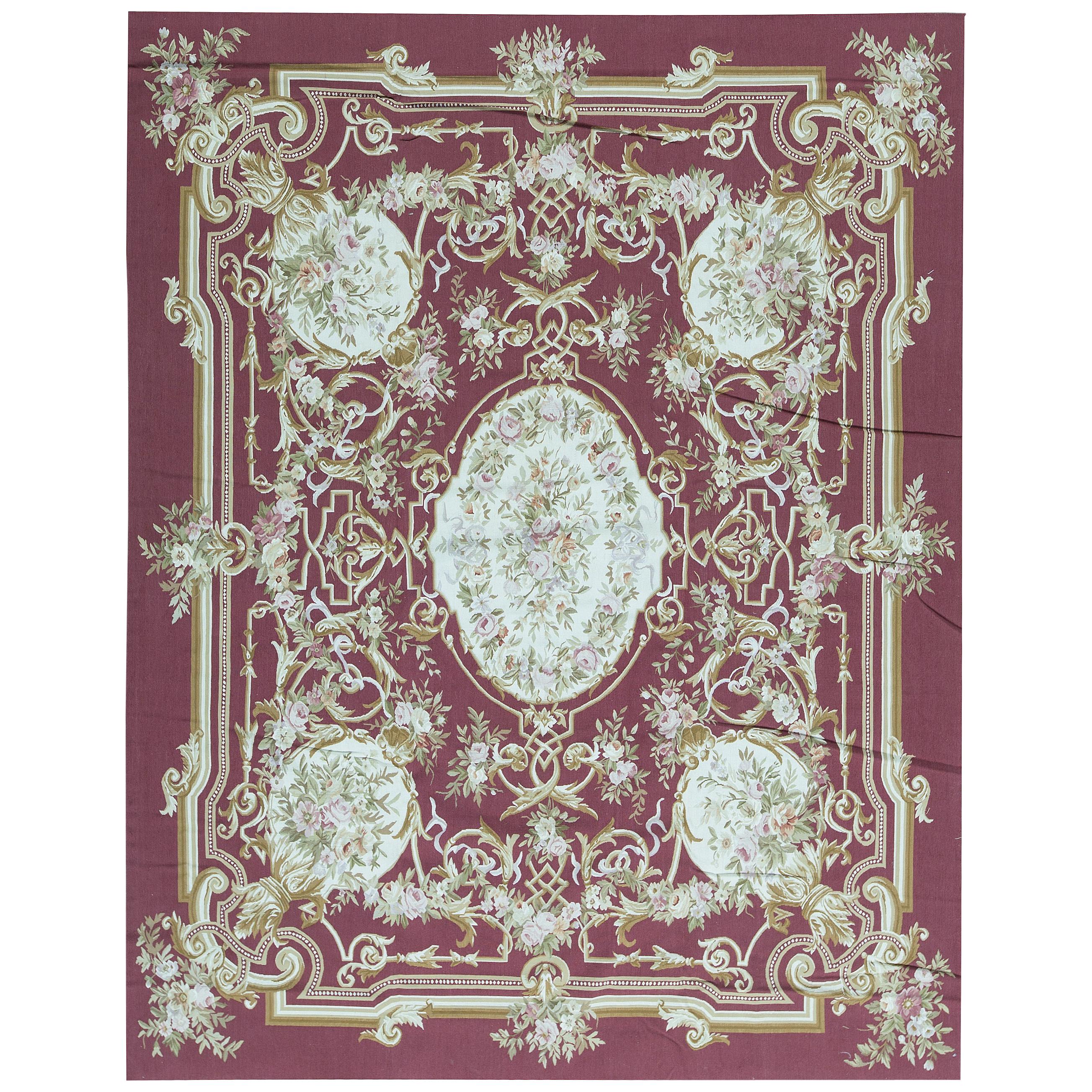 Tapis traditionnel français du 17ème siècle de style Aubusson à tissage plat