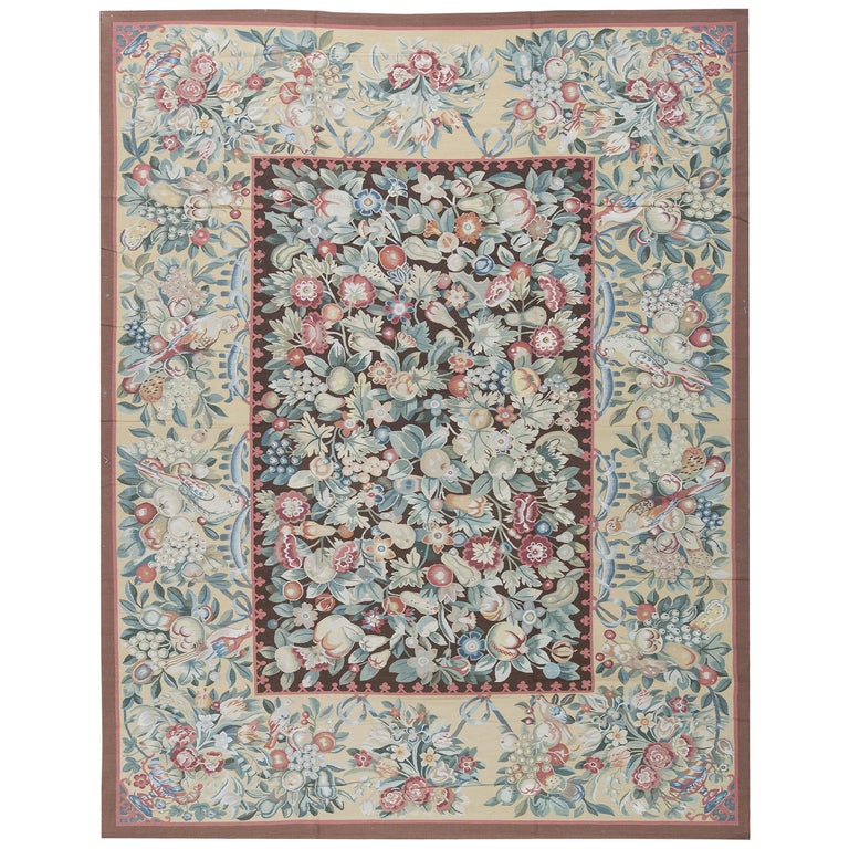 Traditional French Aubusson Style FlatWeave Rug For Sale at 1stDibs