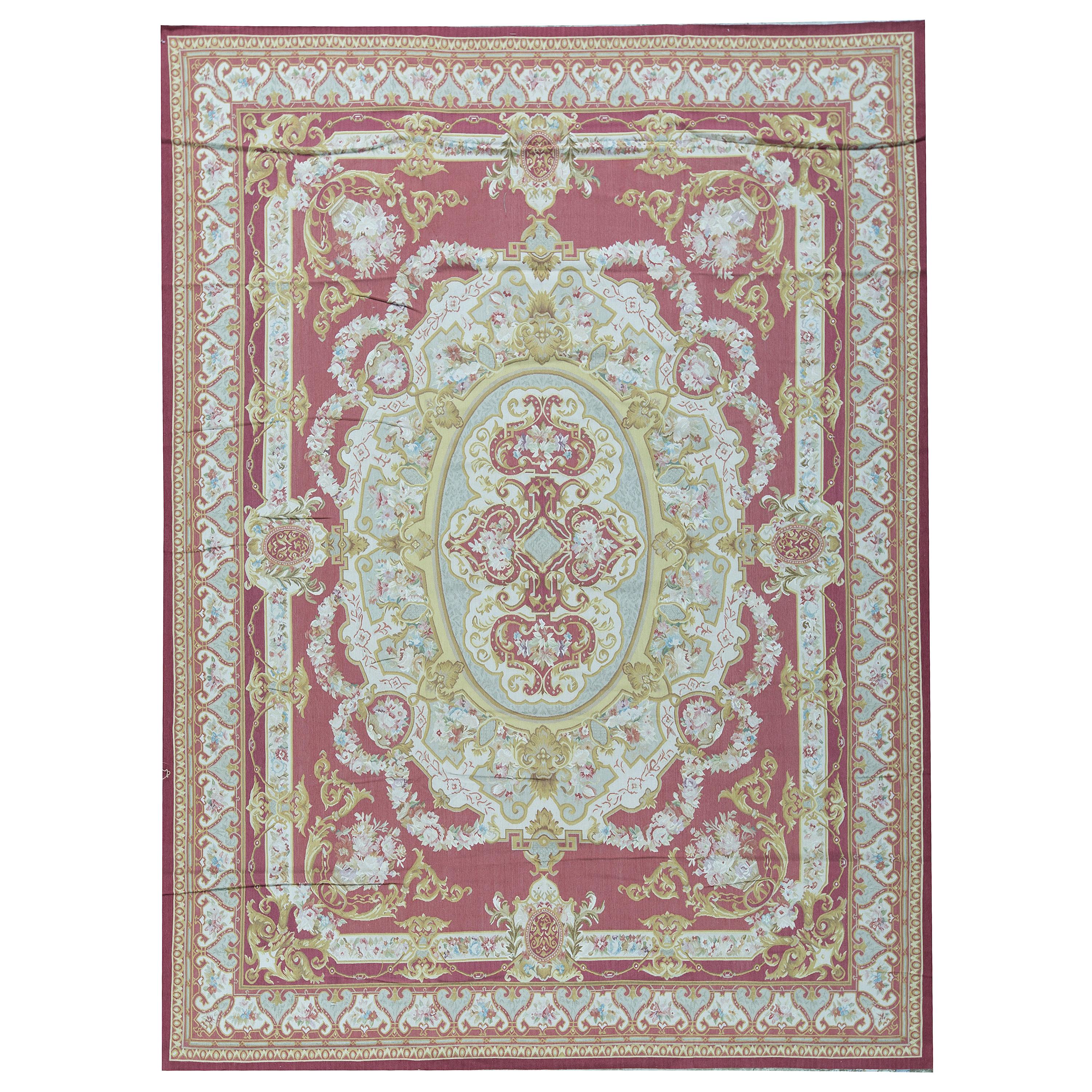 17th Century Traditional French Aubusson Style Flat Weave Rug For Sale