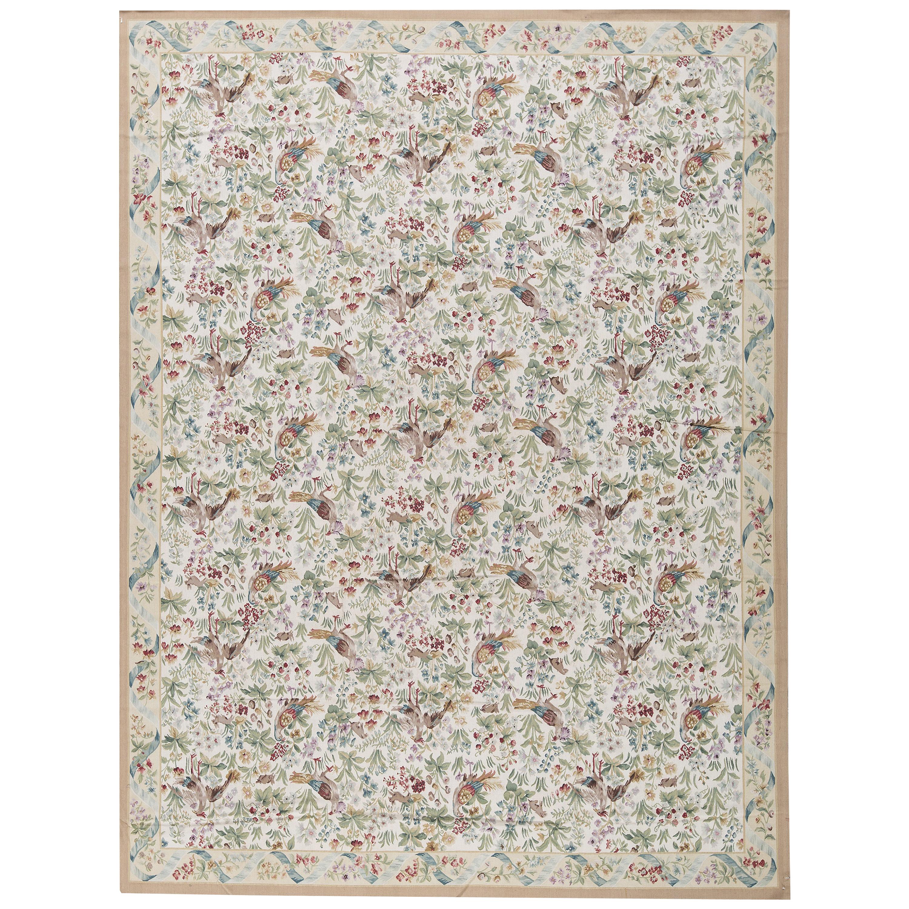 17th Century Traditional French Aubusson Style Flat-Weave Rug For Sale