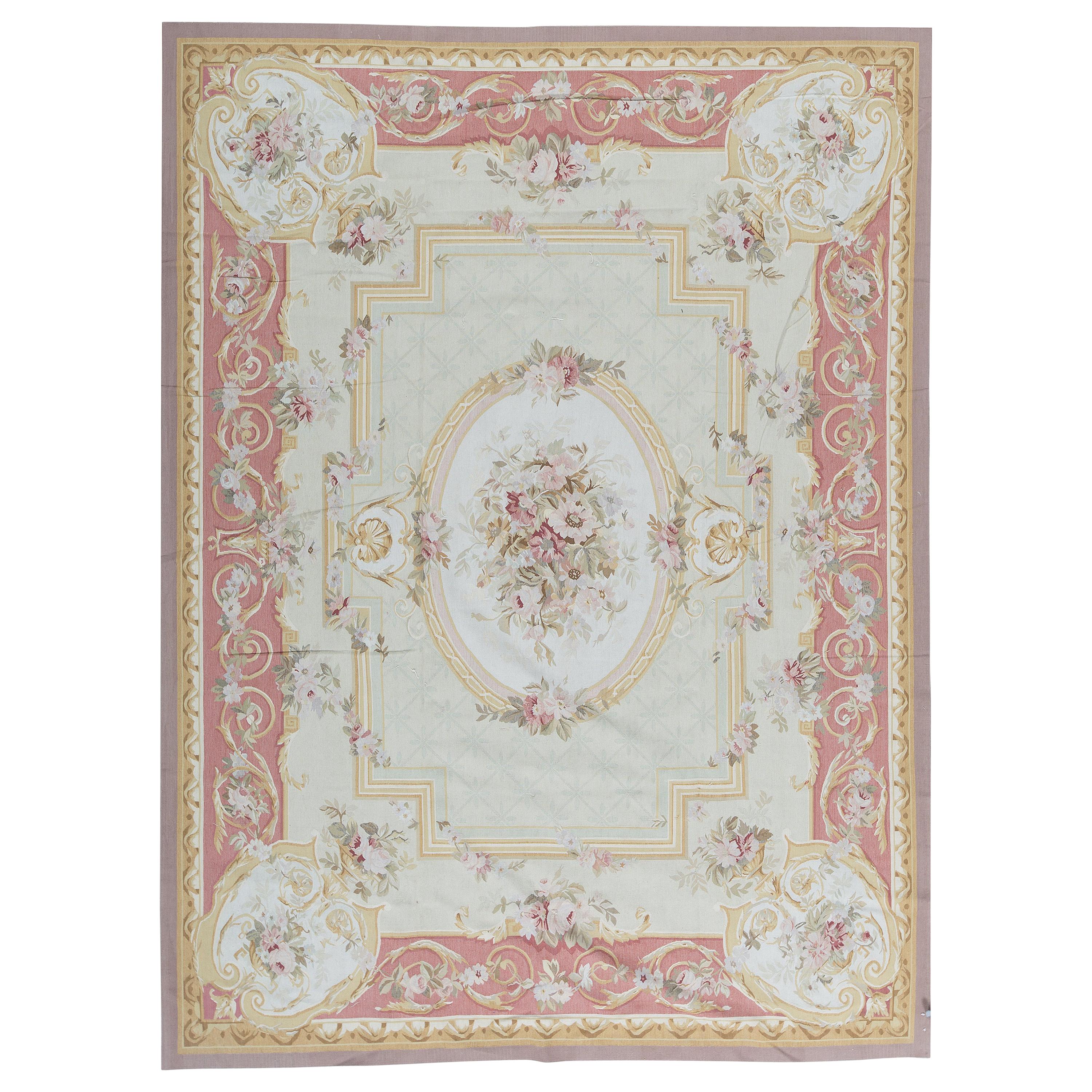 Tapis traditionnel français du 17ème siècle de style Aubusson à tissage plat en vente