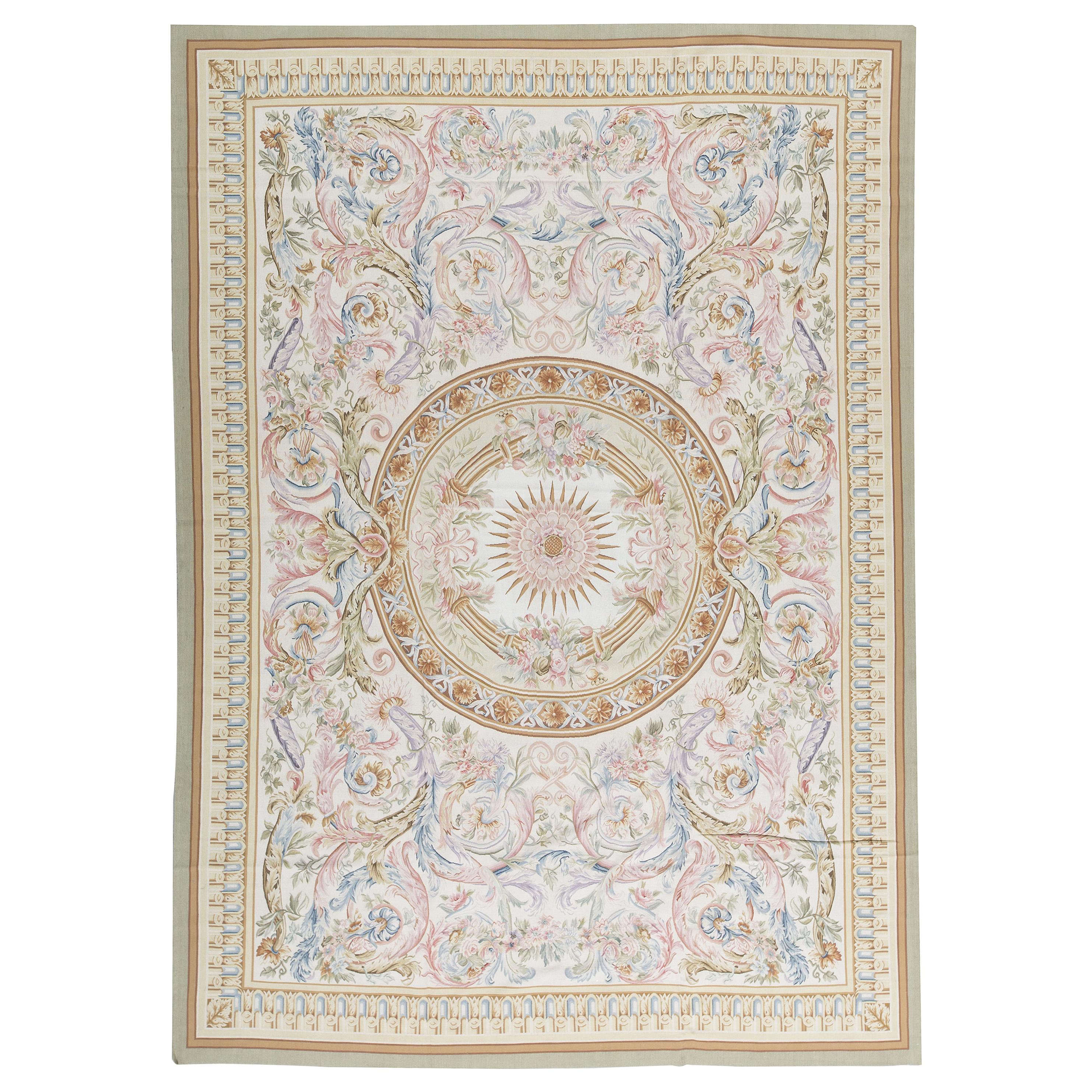Tapis traditionnel français du 17ème siècle de style Aubusson à tissage plat en vente