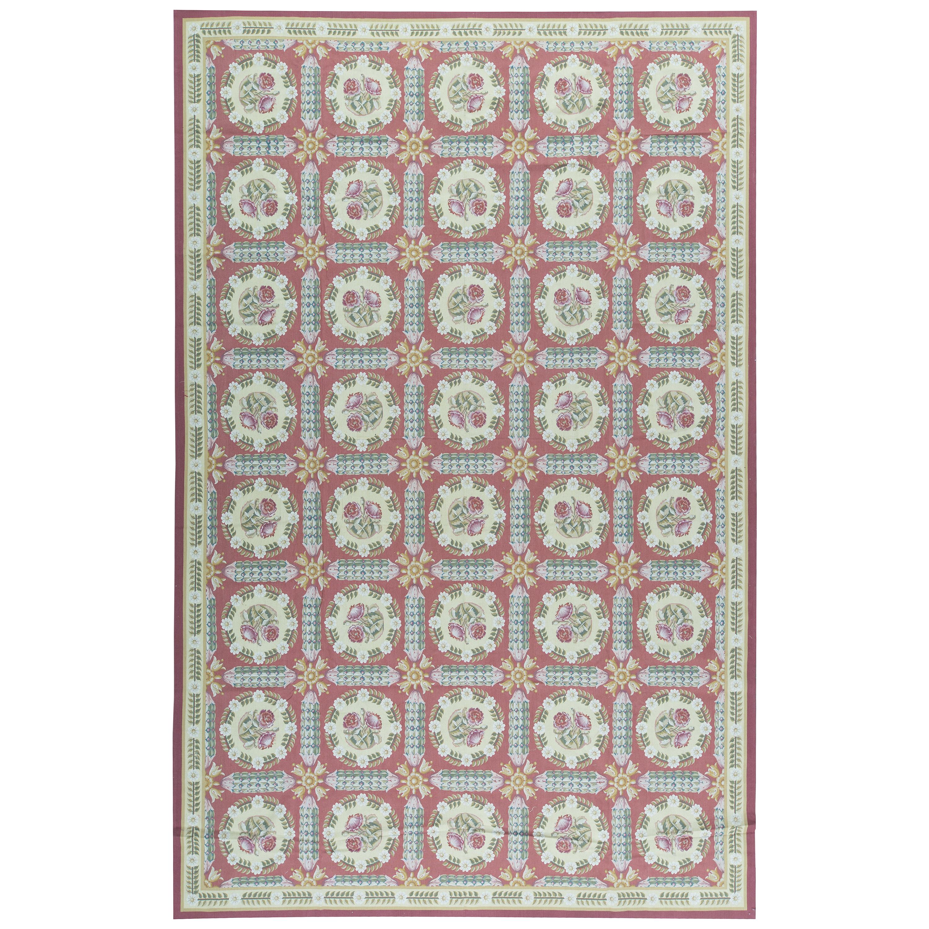 17th Century Traditional French Aubusson Style Flat-Weave Rug For Sale