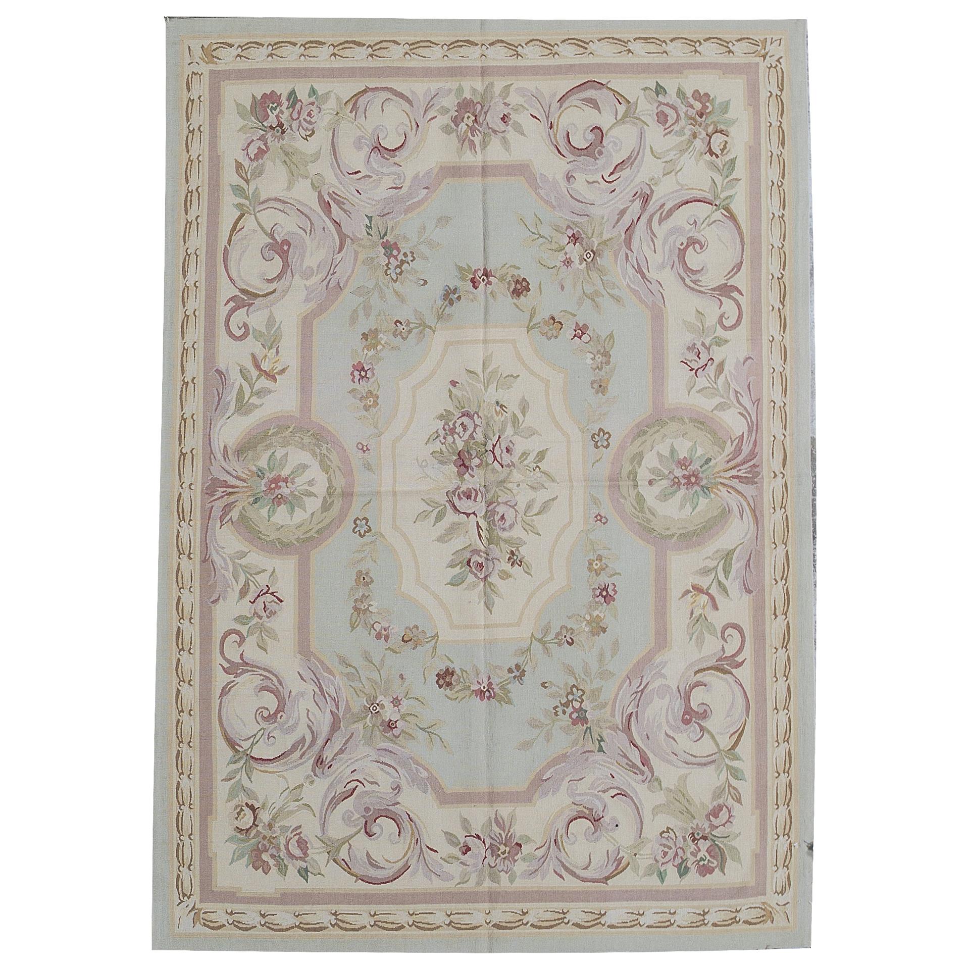 17th Century Traditional French Aubusson Style Flat-Weave Rug