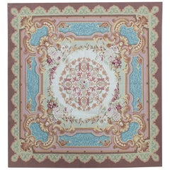Alfombra tradicional francesa de tejido plano estilo Aubusson del siglo XVII