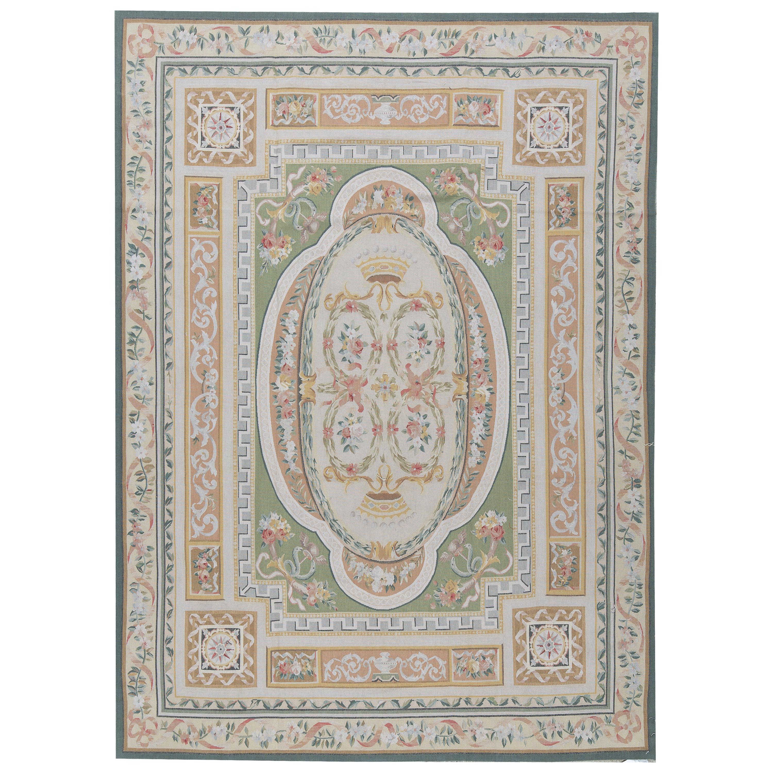 17th Century Traditional French Aubusson Style Flat-Weave Rug For Sale