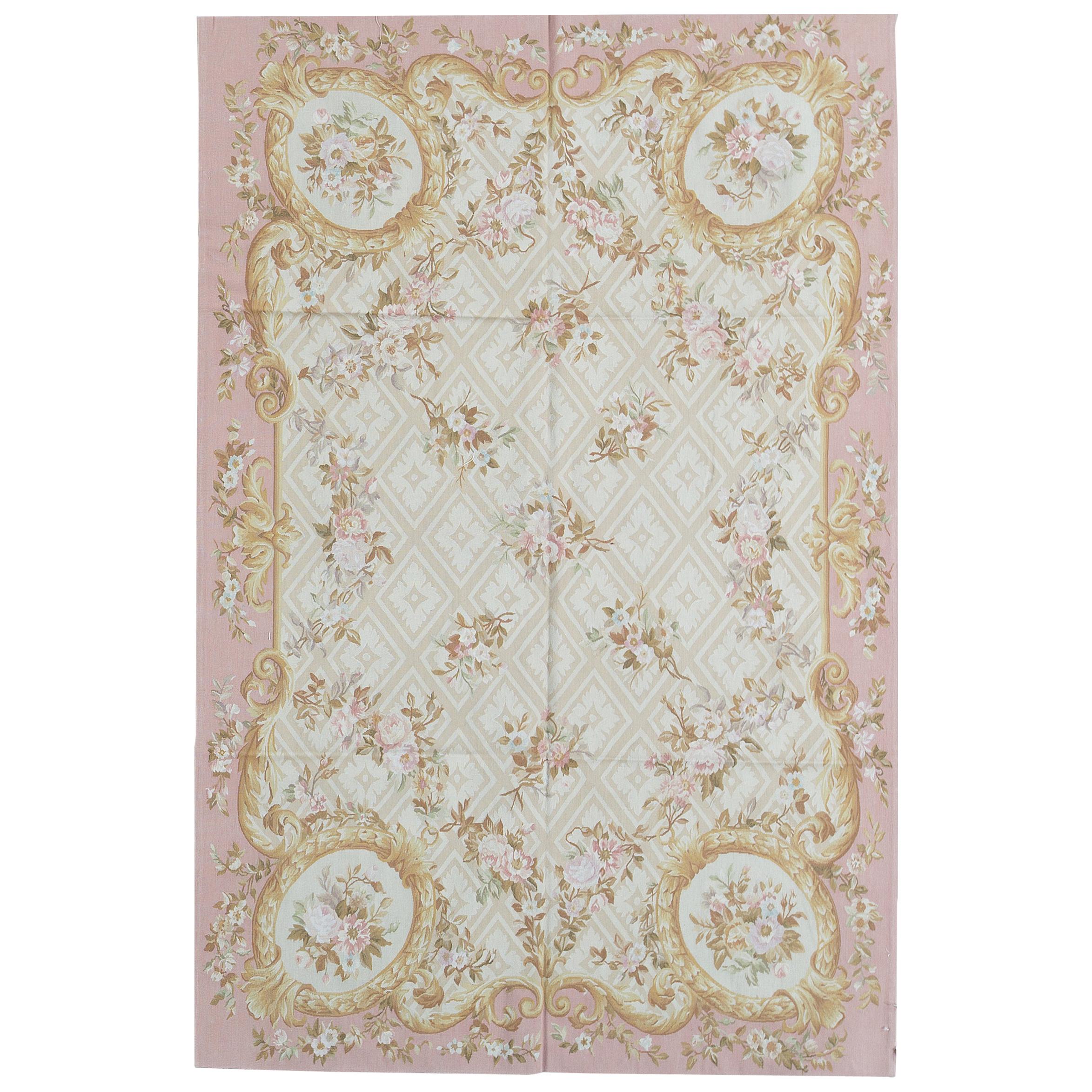 17th Century Traditional French Aubusson Style Flat-Weave Rug