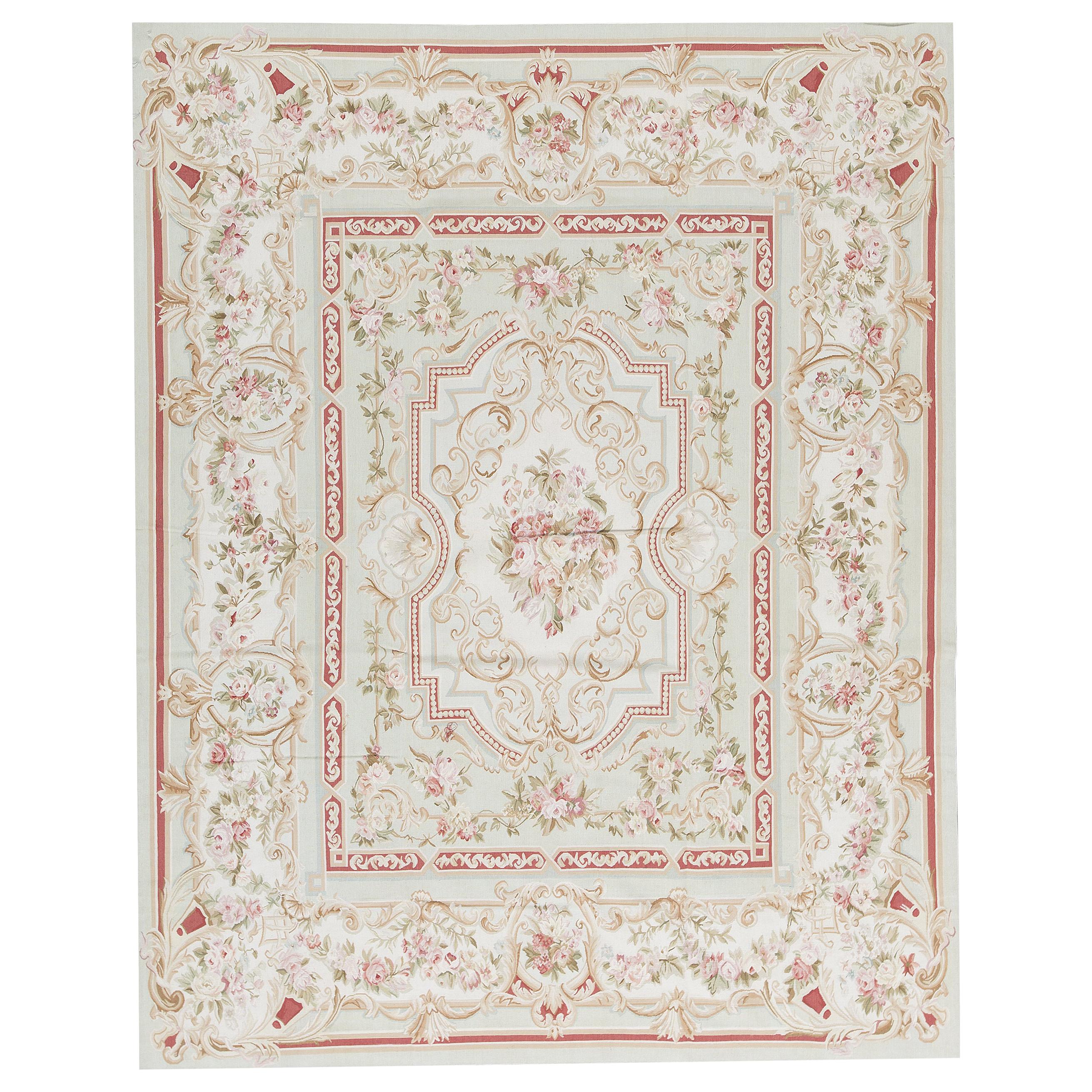 Tapis traditionnel français du 17ème siècle de style Aubusson à tissage plat