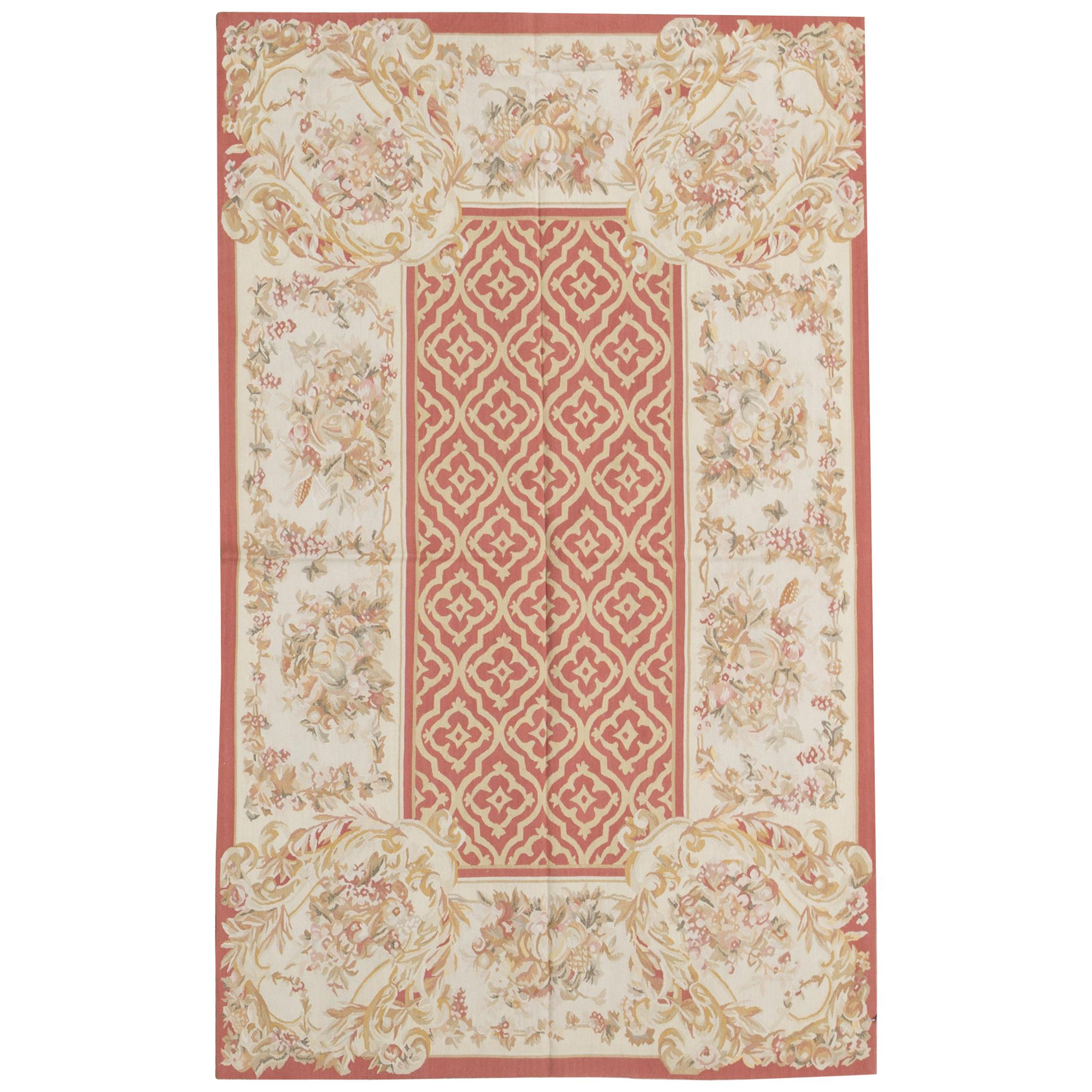 Tapis traditionnel français du 17ème siècle de style Aubusson à tissage plat