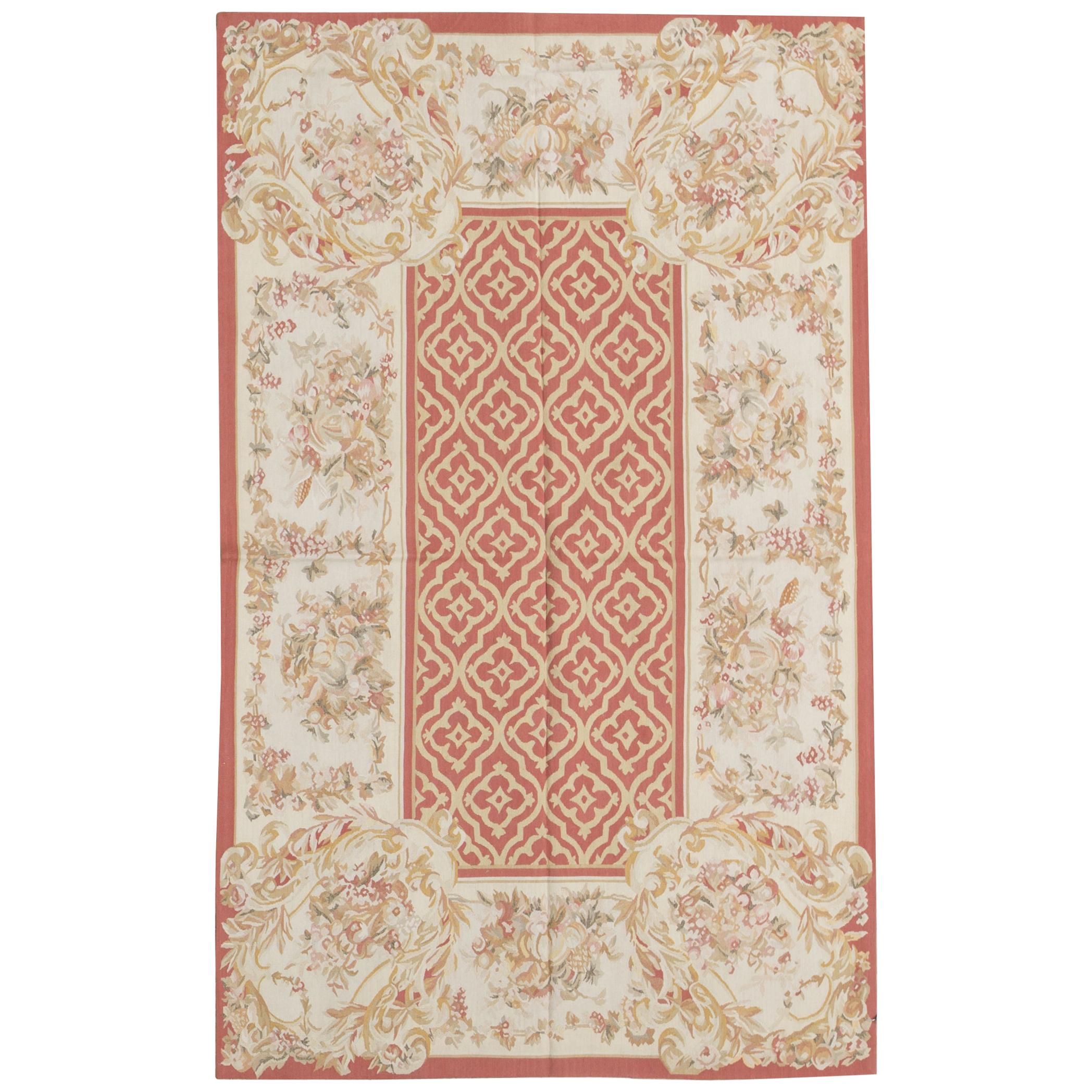 17th Century Traditional French Aubusson Style Flat-Weave Rug