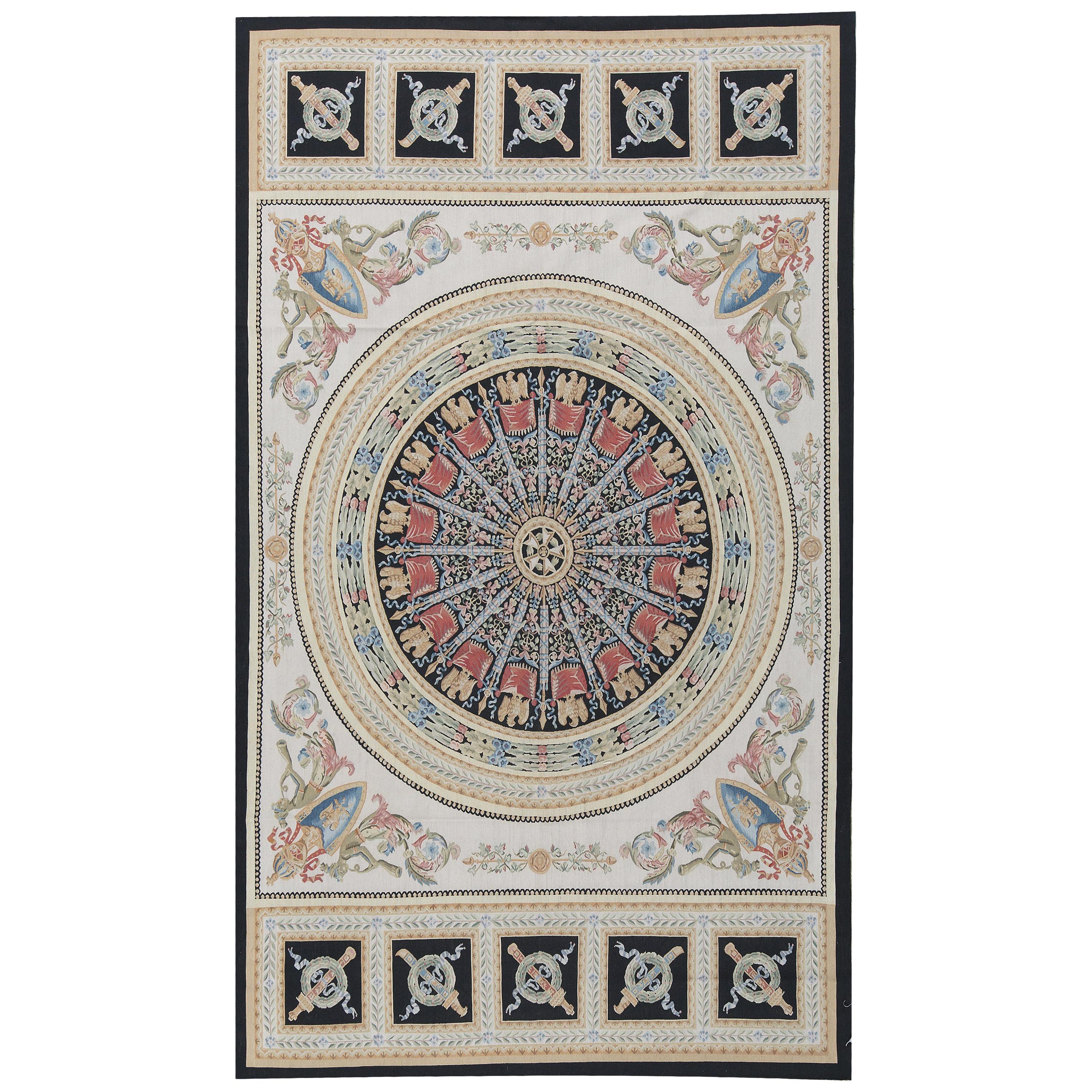17th Century Traditional French Aubusson Style Flat-Weave Rug