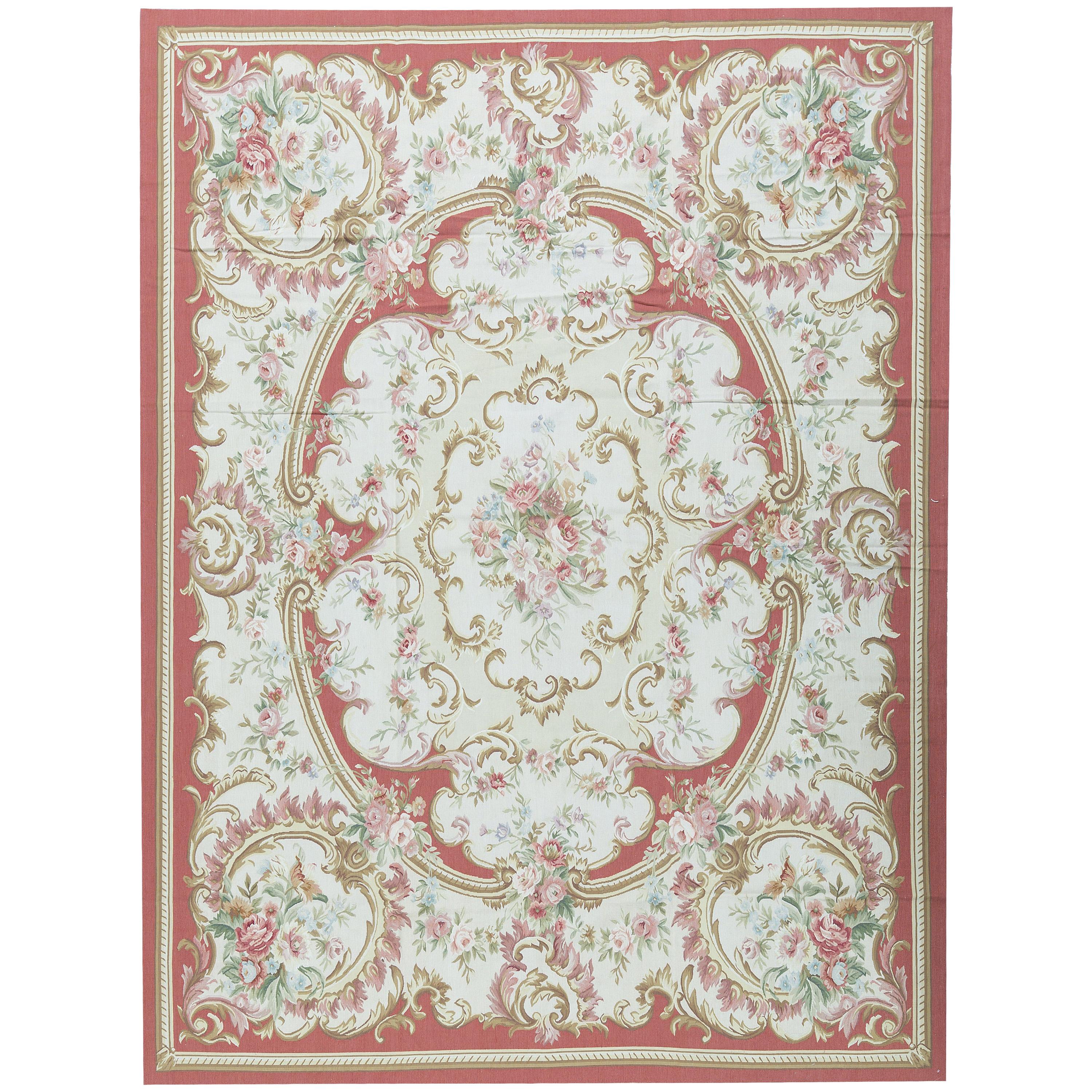 17th Century Traditional French Aubusson Style Flat-Weave Rug For Sale