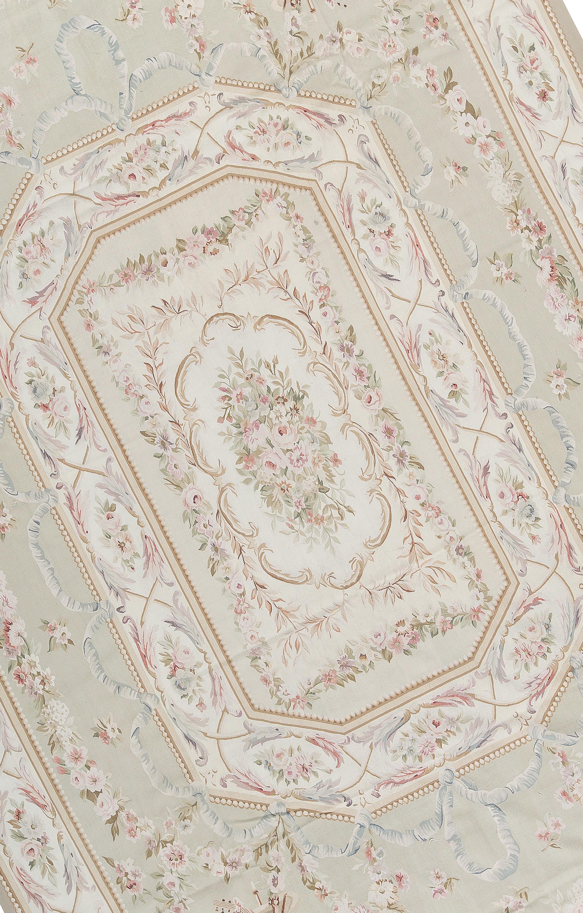 Hand Woven Recreation of the classic French flat weave Aubusson rugs that have been found in the finest homes and palaces since the late 17th century. Size 11' 8'' x 18' 1''