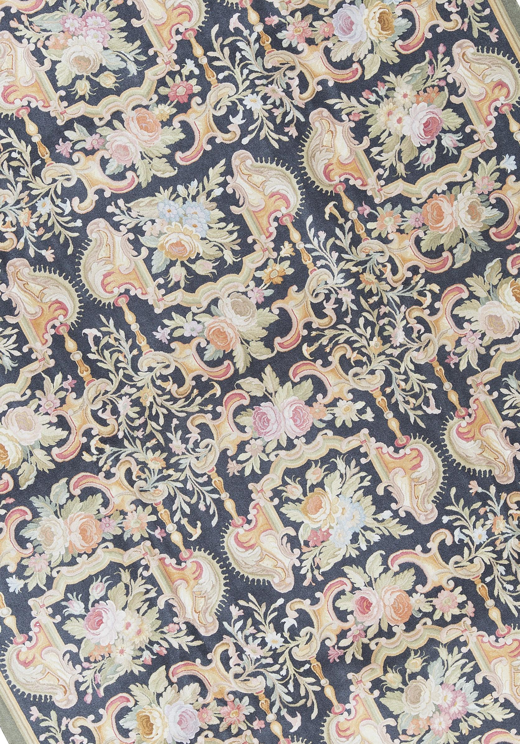 Handwoven recreation of the Classic French flat-weave Aubusson rugs that have been found in the finest homes and palaces since the late 17th century. Size: 10' x 14' 1''.
