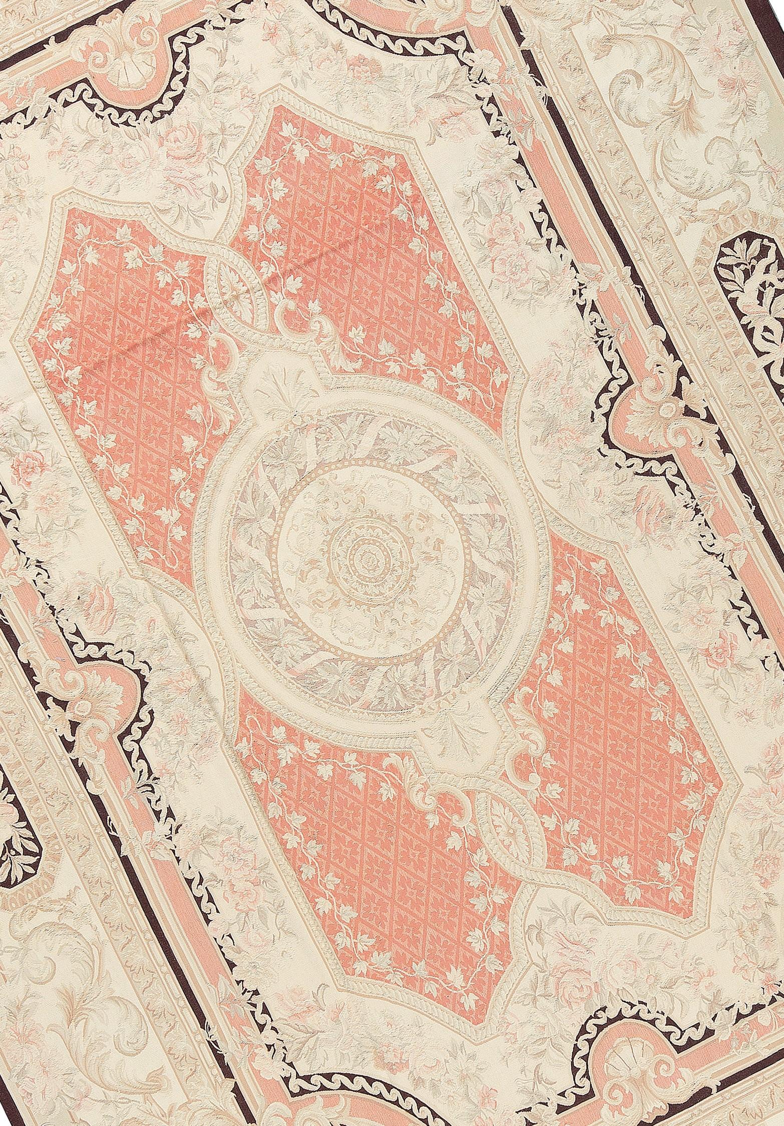 Handwoven recreation of the Classic French flat-weave Aubusson rugs that have been found in the finest homes and palaces since the late 17th century. Size: 9' 4'' x 13' 4''.