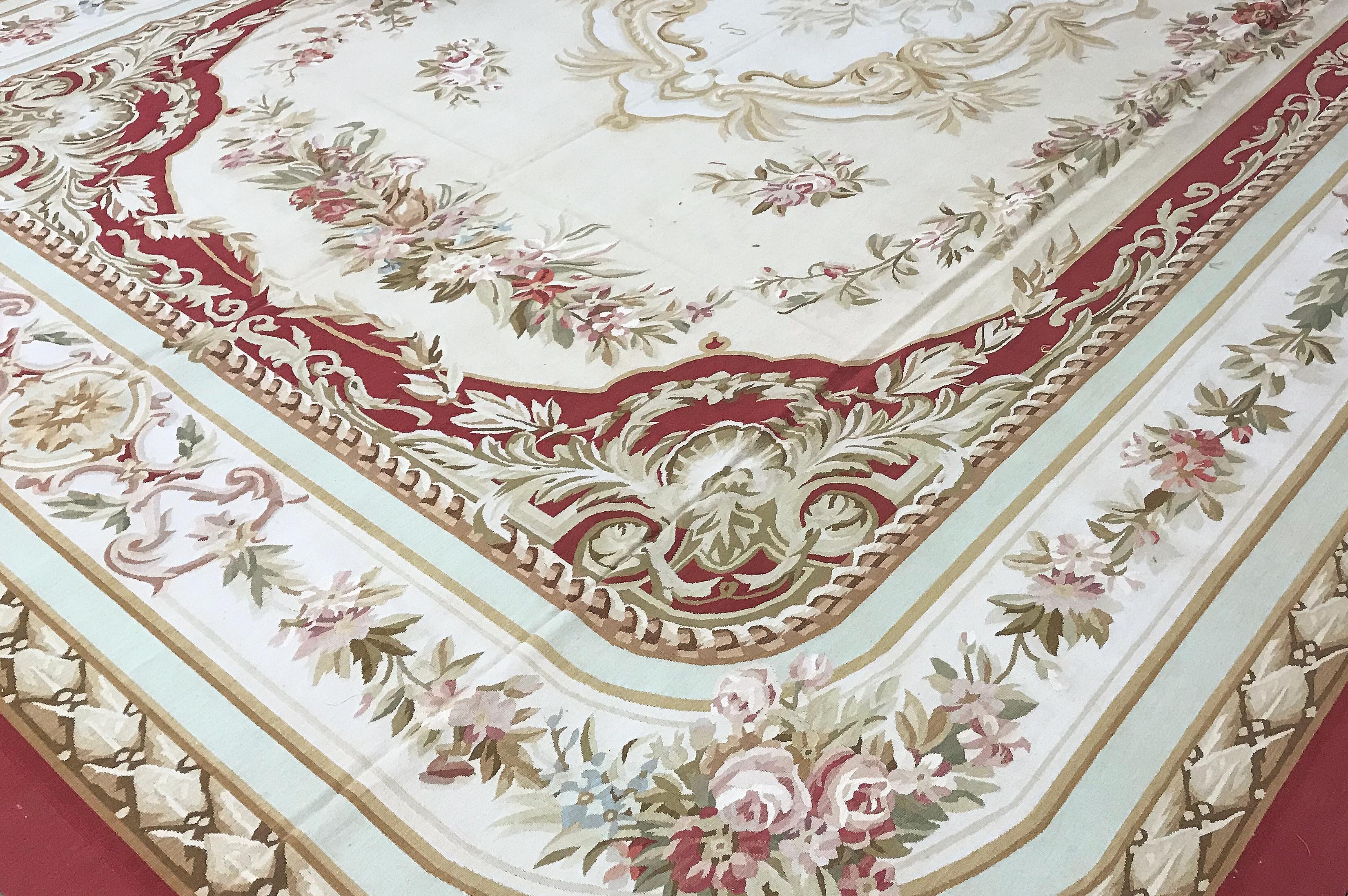 Traditioneller französischer Flachgewebe-Teppich Aubusson Sytle aus dem 17. (Handgewebt) im Angebot