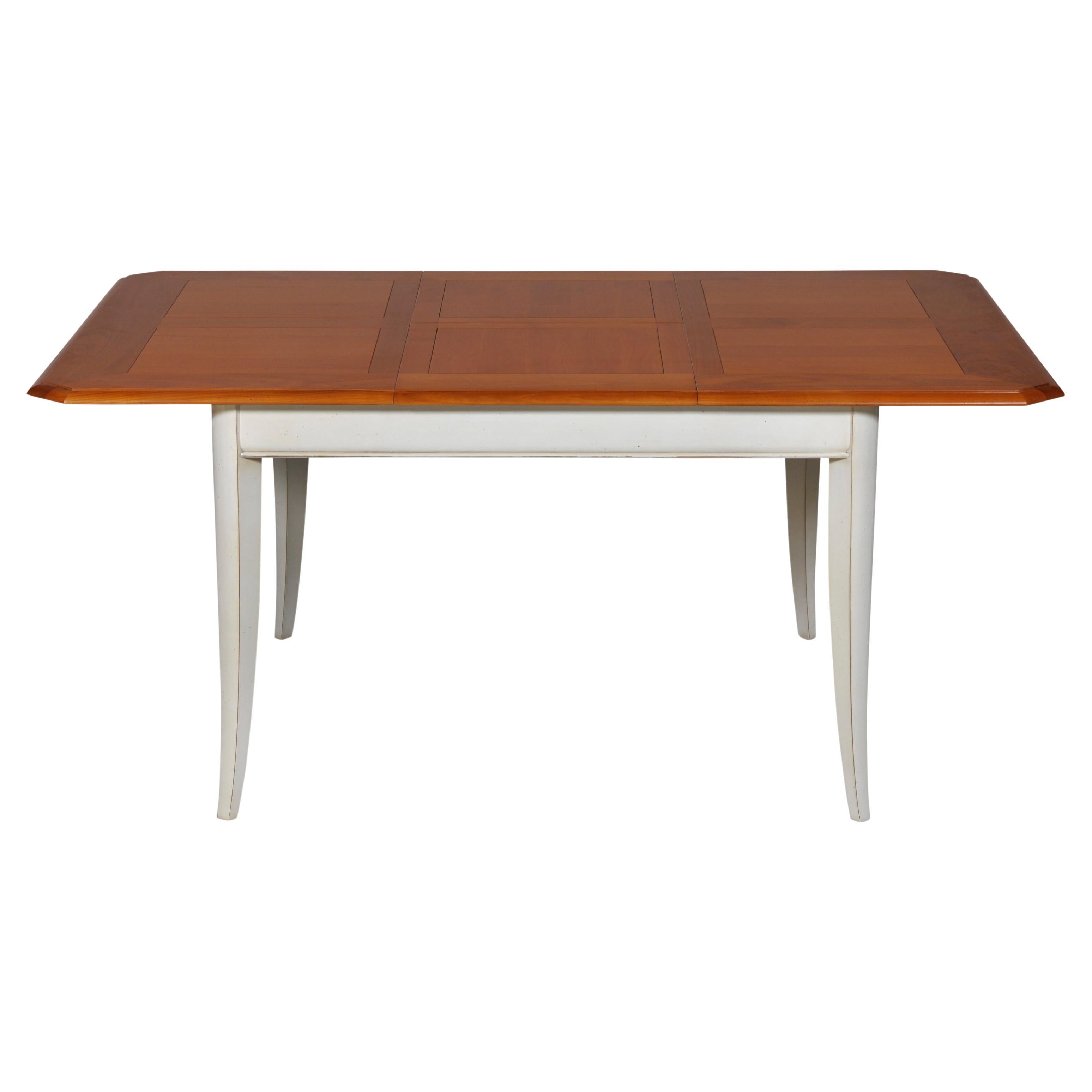 Traditioneller quadratischer französischer Esstisch im Landhausstil mit ausziehbarer Verlängerung im Angebot