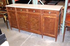 Traditional French Directoire Plum Pudding Mahogany Marble Top Buffet Sideboard
