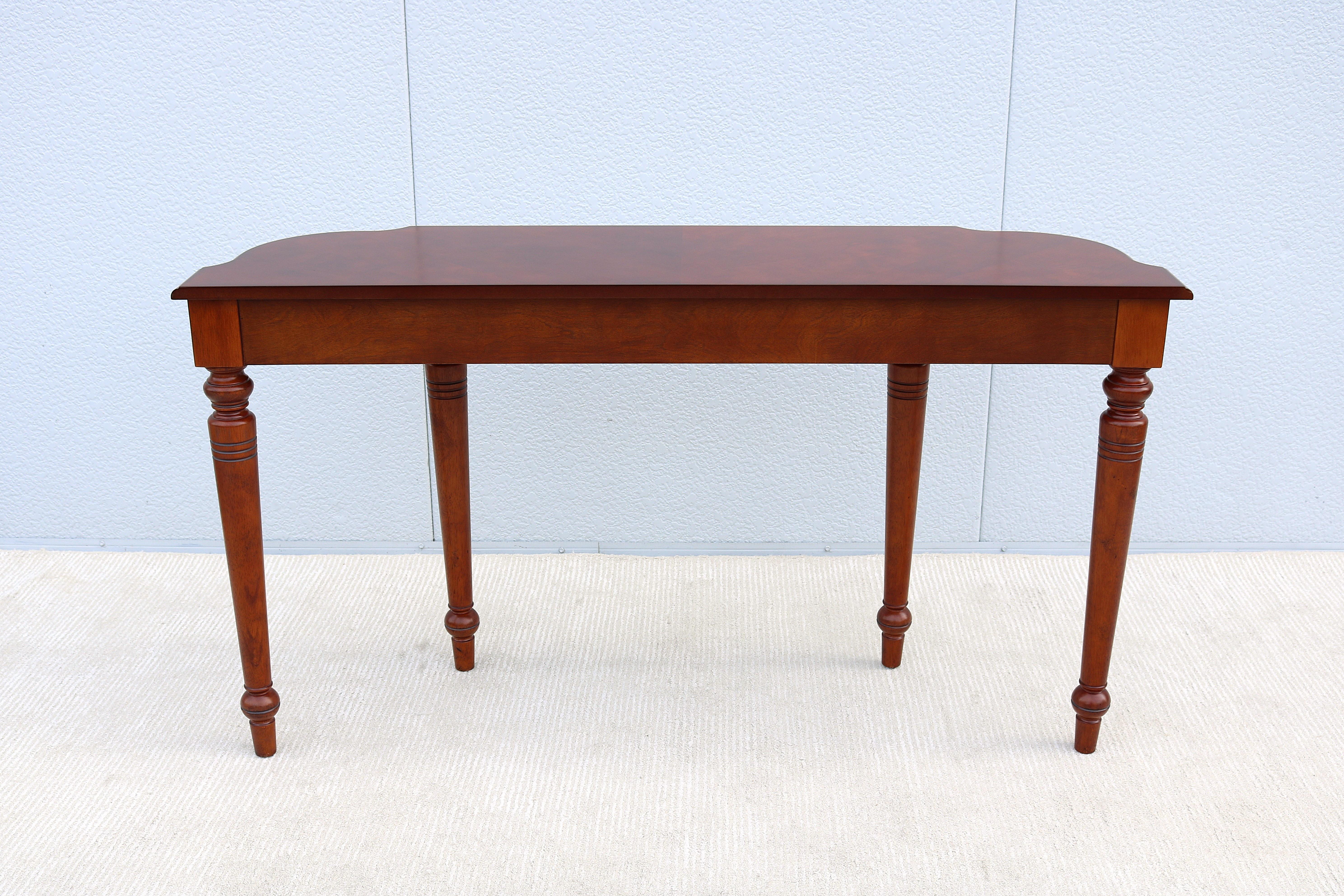 Traditional French Style Cherry and Burl Wood Console Sofa Table For Sale 6