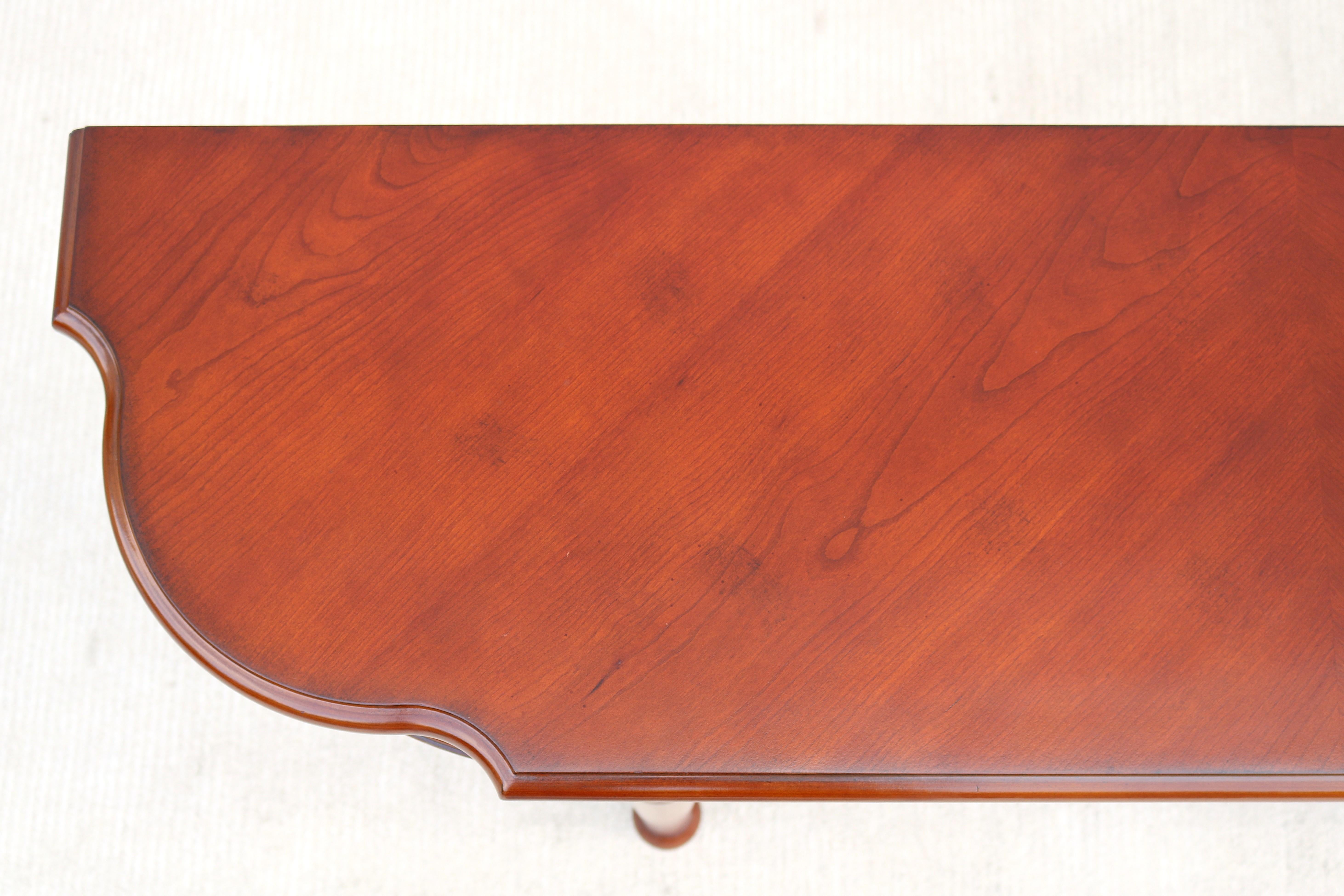 Traditional French Style Cherry and Burl Wood Console Sofa Table For Sale 12
