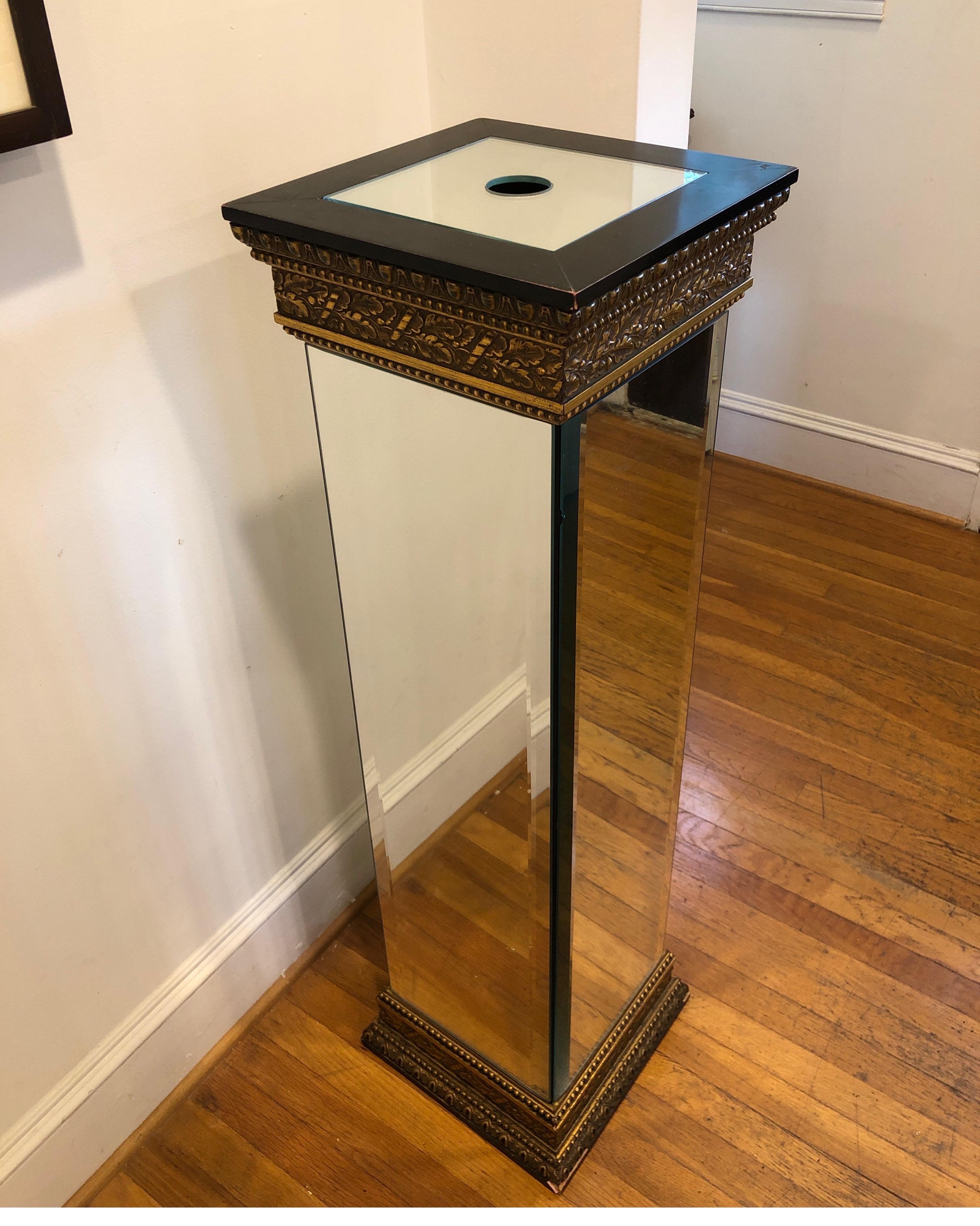 Traditional French Style Mirrored Pedestal Table For Sale 2