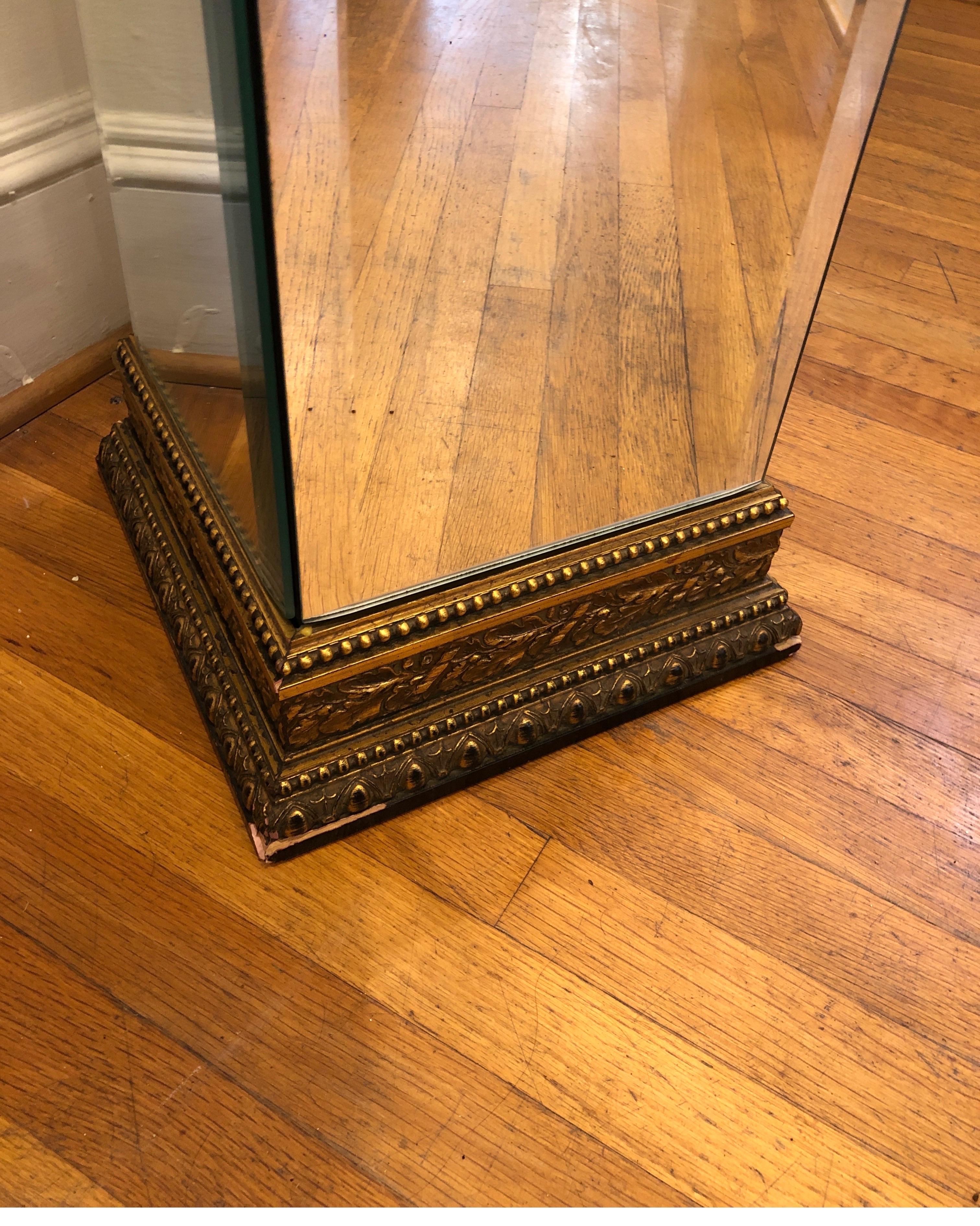 Traditional French Style Mirrored Pedestal Table For Sale 1