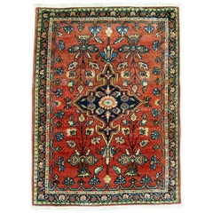 Zabihi Collection Traditional Full Pile Mat Size Antique Sarouk Ferehan Rug