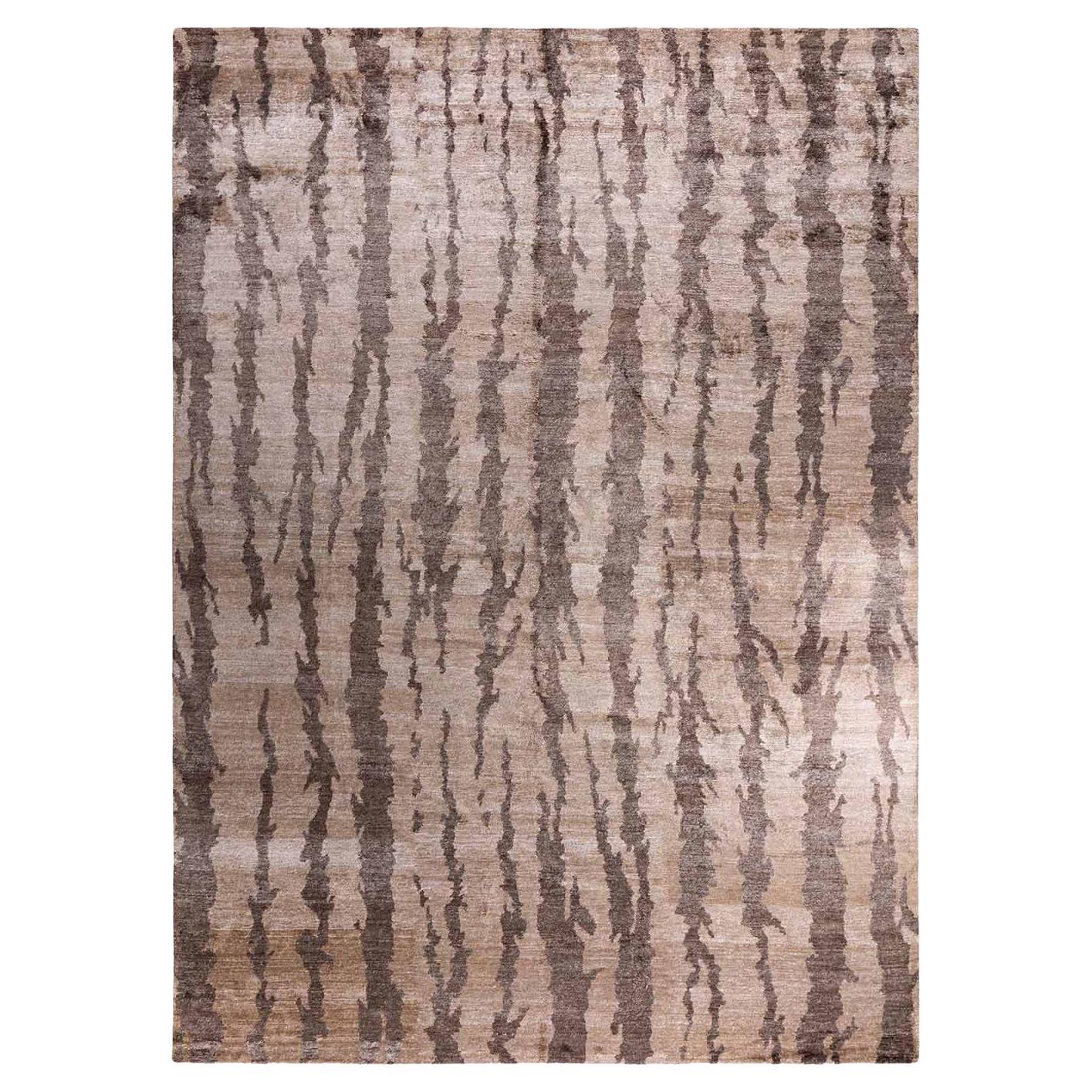 Traditional Ganga Hand Knotted Abstract Silk Gold Area Rug 8' 10" x 11' 10"