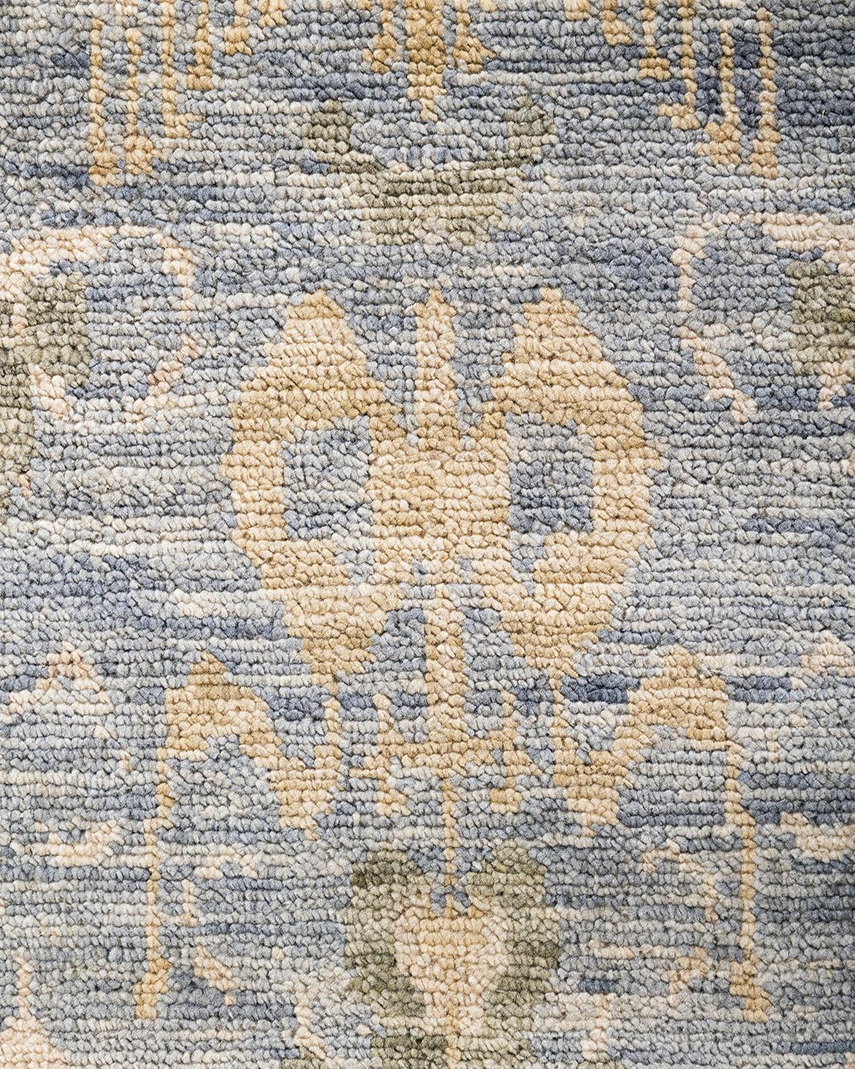 Indian Traditional Ganga Hand Knotted Abstract Wool Gray Area Rug 8' 1