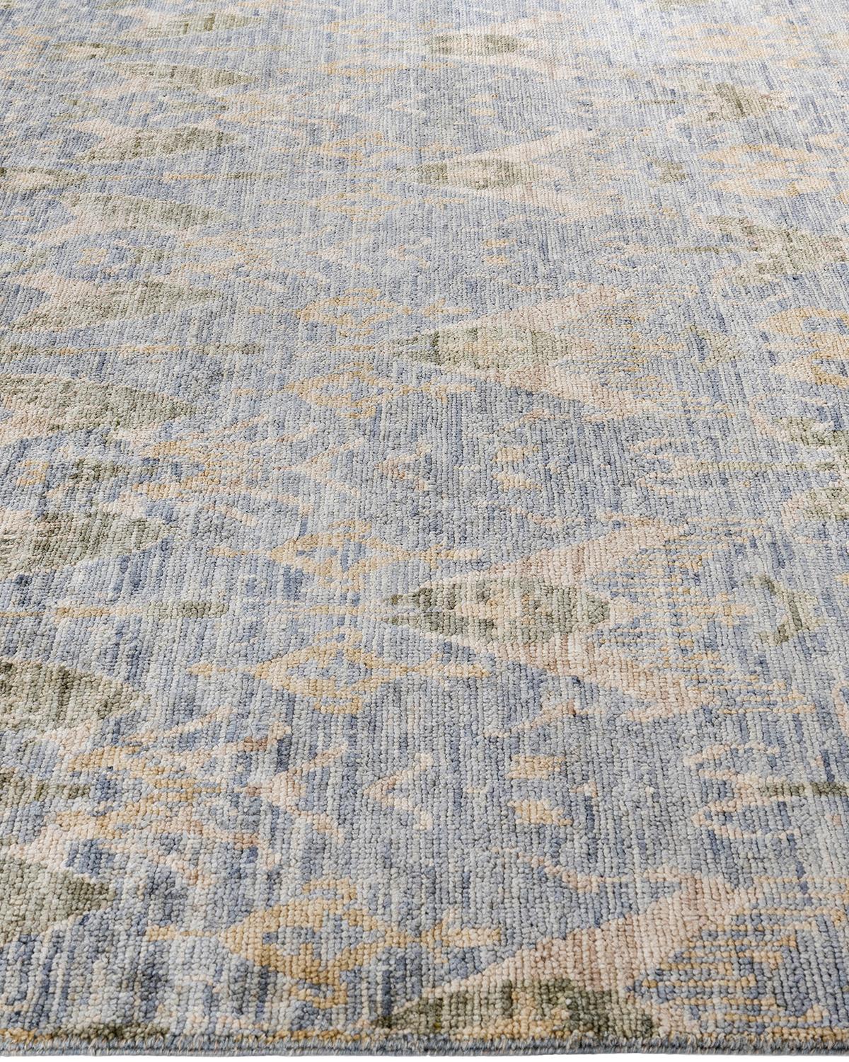 Hand-Knotted Traditional Ganga Hand Knotted Abstract Wool Gray Area Rug 8' 1