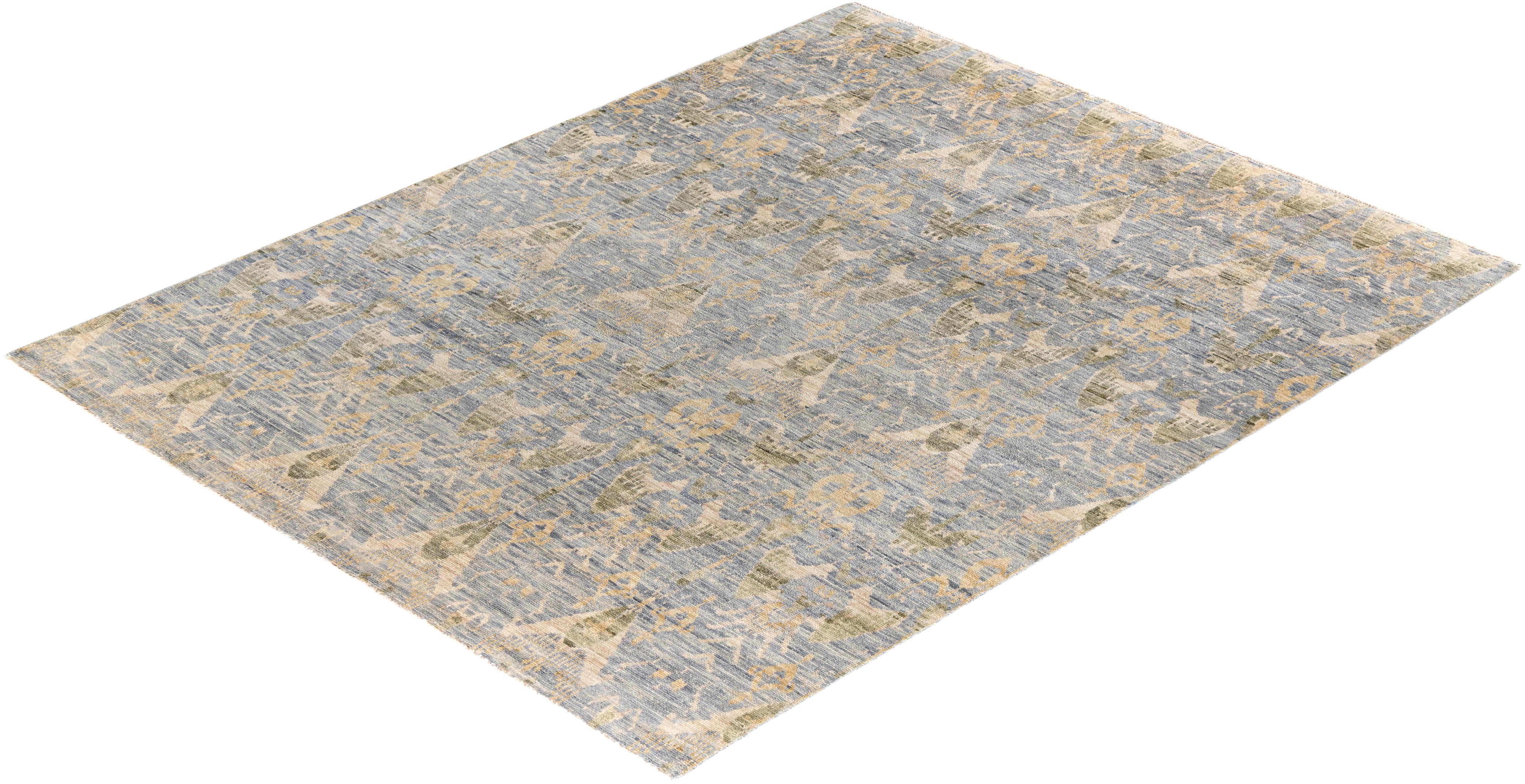 Traditional Ganga Hand Knotted Abstract Wool Gray Area Rug 8' 1