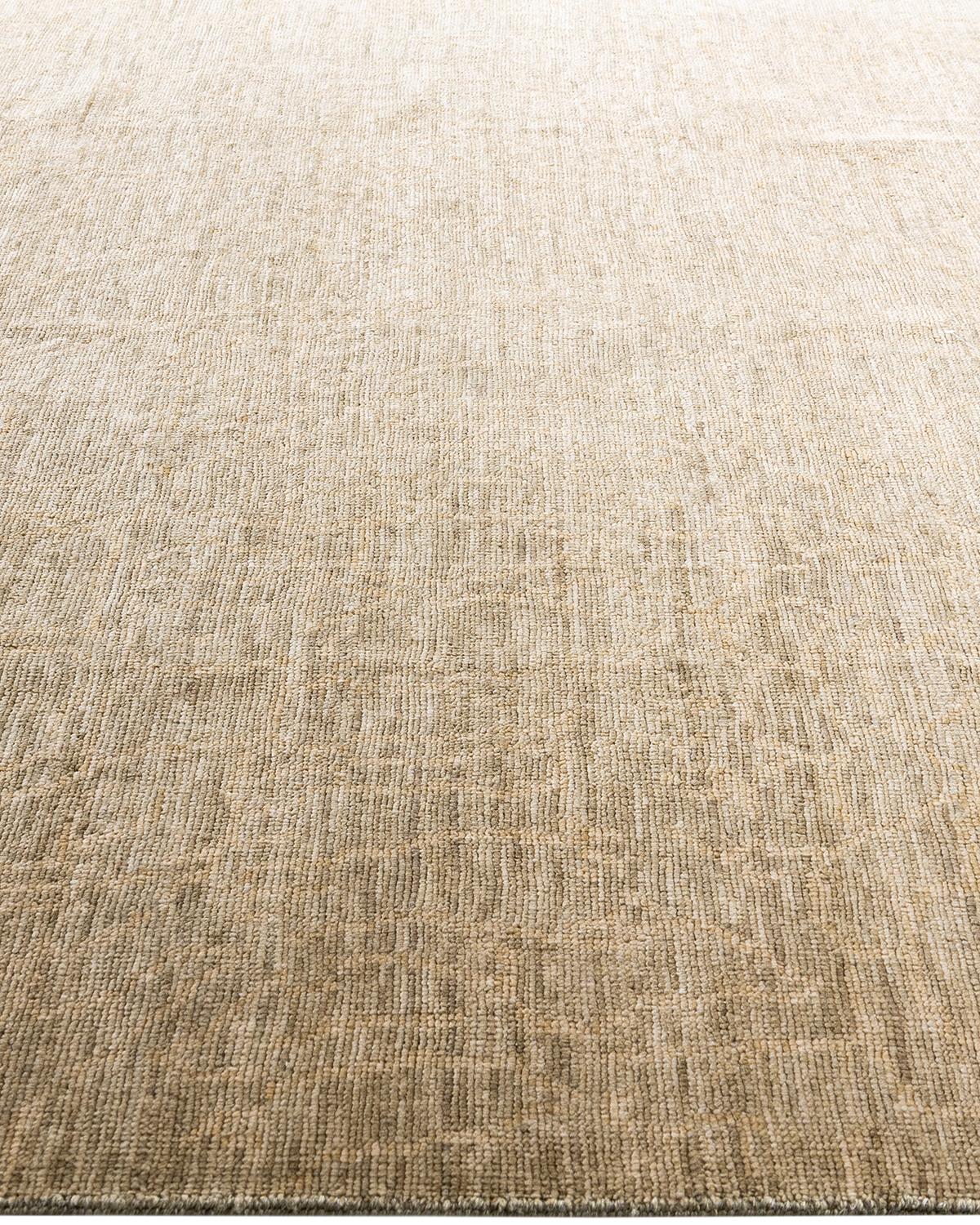 Hand-Knotted Traditional Ganga Hand Knotted Floral Wool Beige Area Rug 8' 1